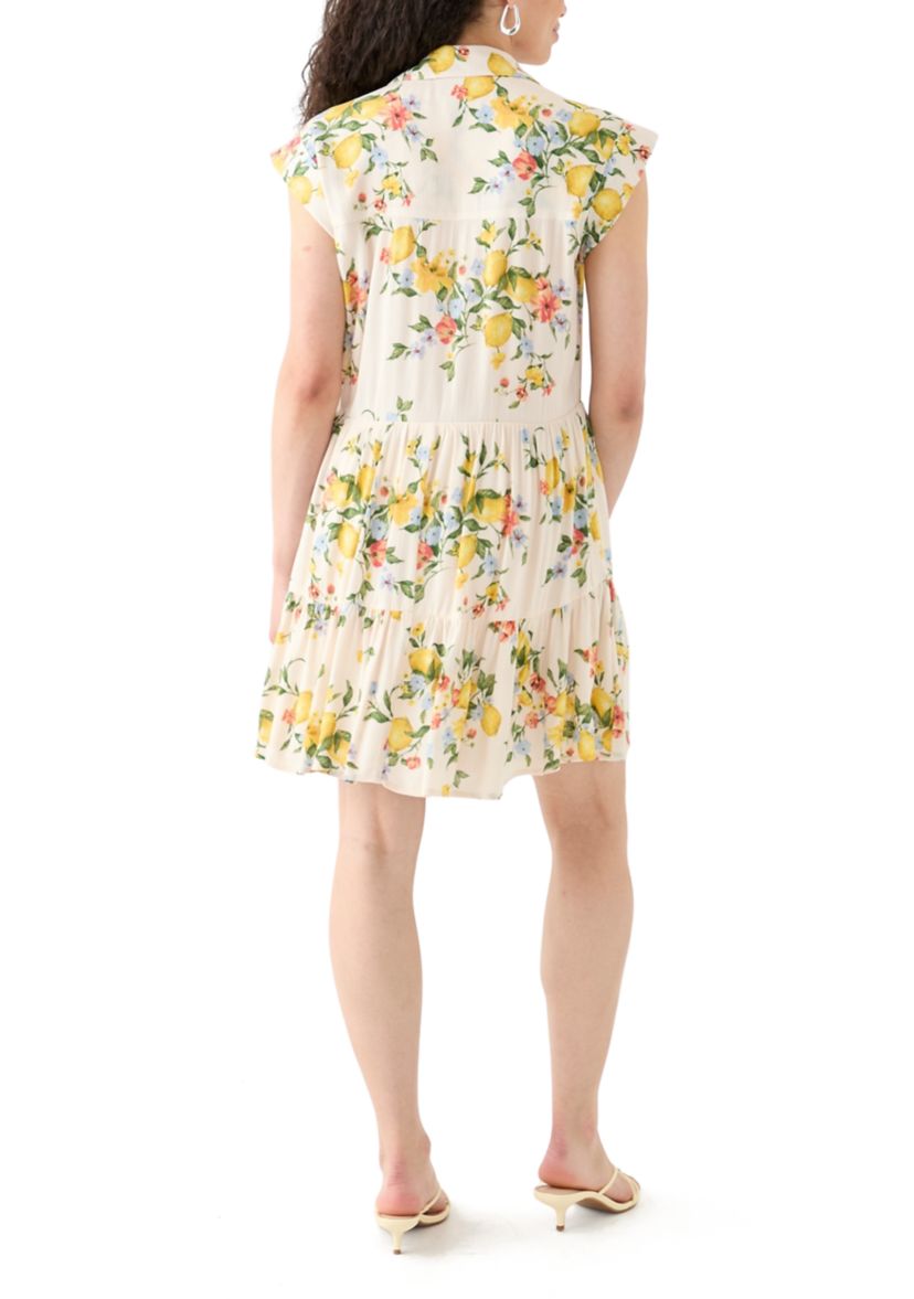 Womens Floral Printed Mini Shirtdress