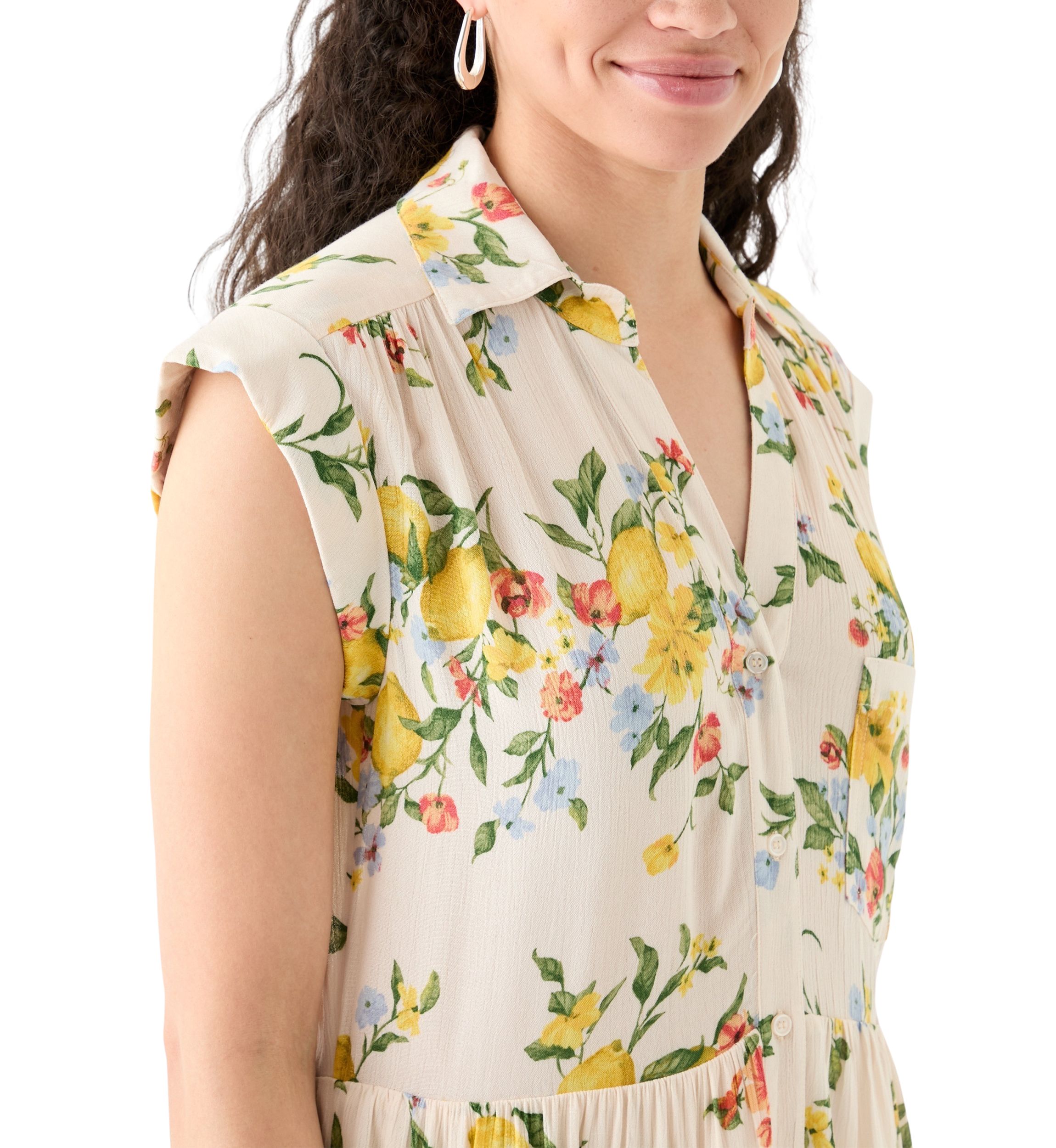 Womens Floral Printed Mini Shirtdress