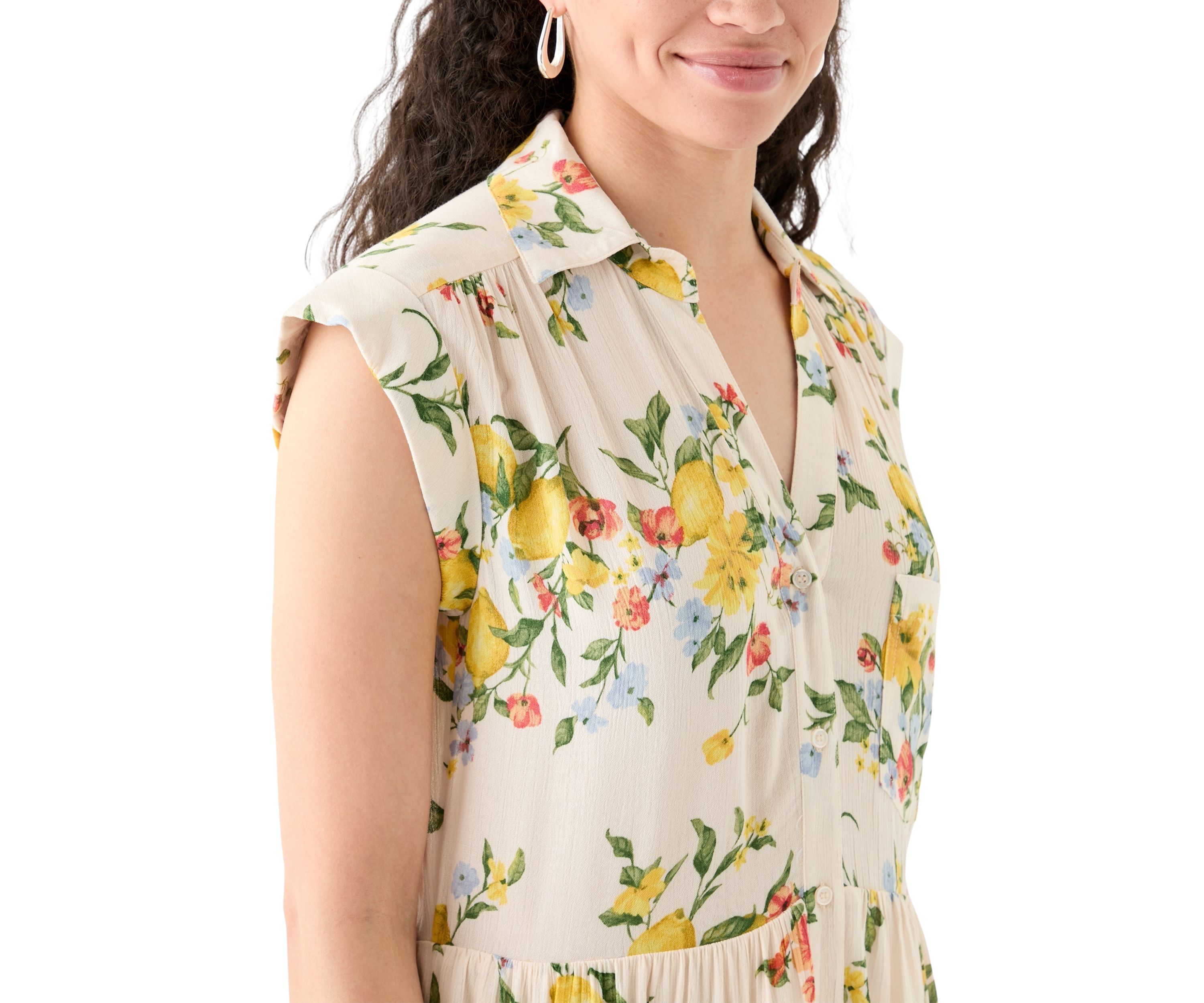 Womens Floral Printed Mini Shirtdress