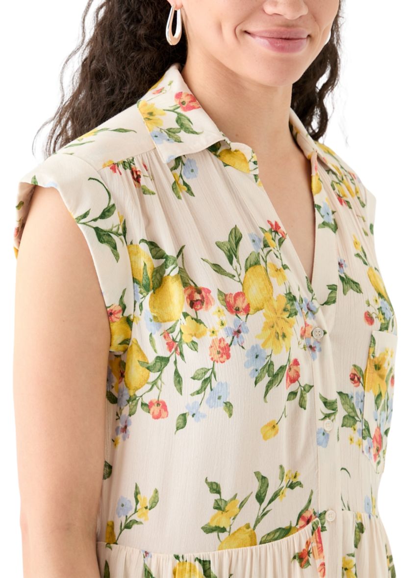 Womens Floral Printed Mini Shirtdress