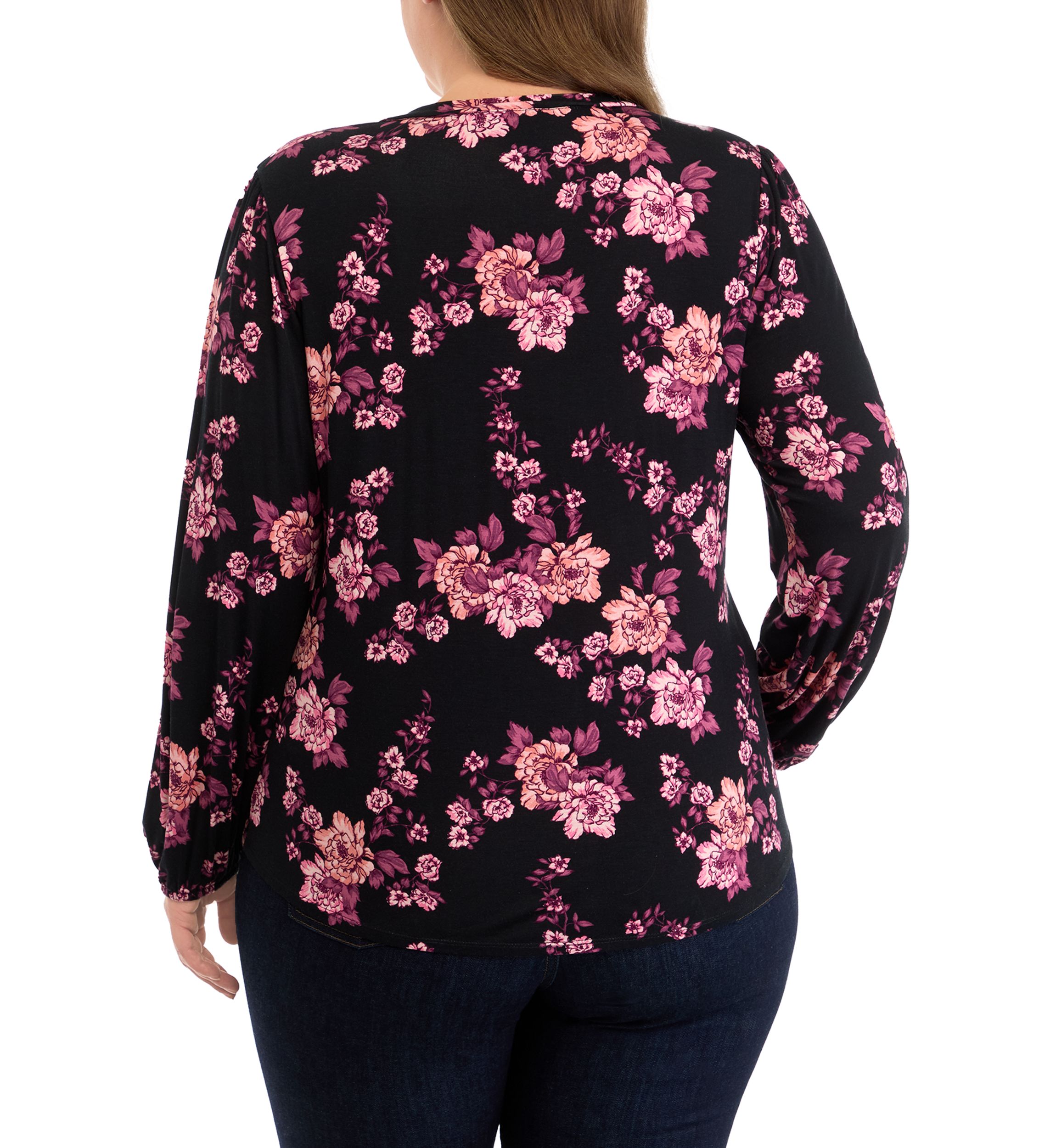 Plus Size Long Sleeve Tie Front Top 