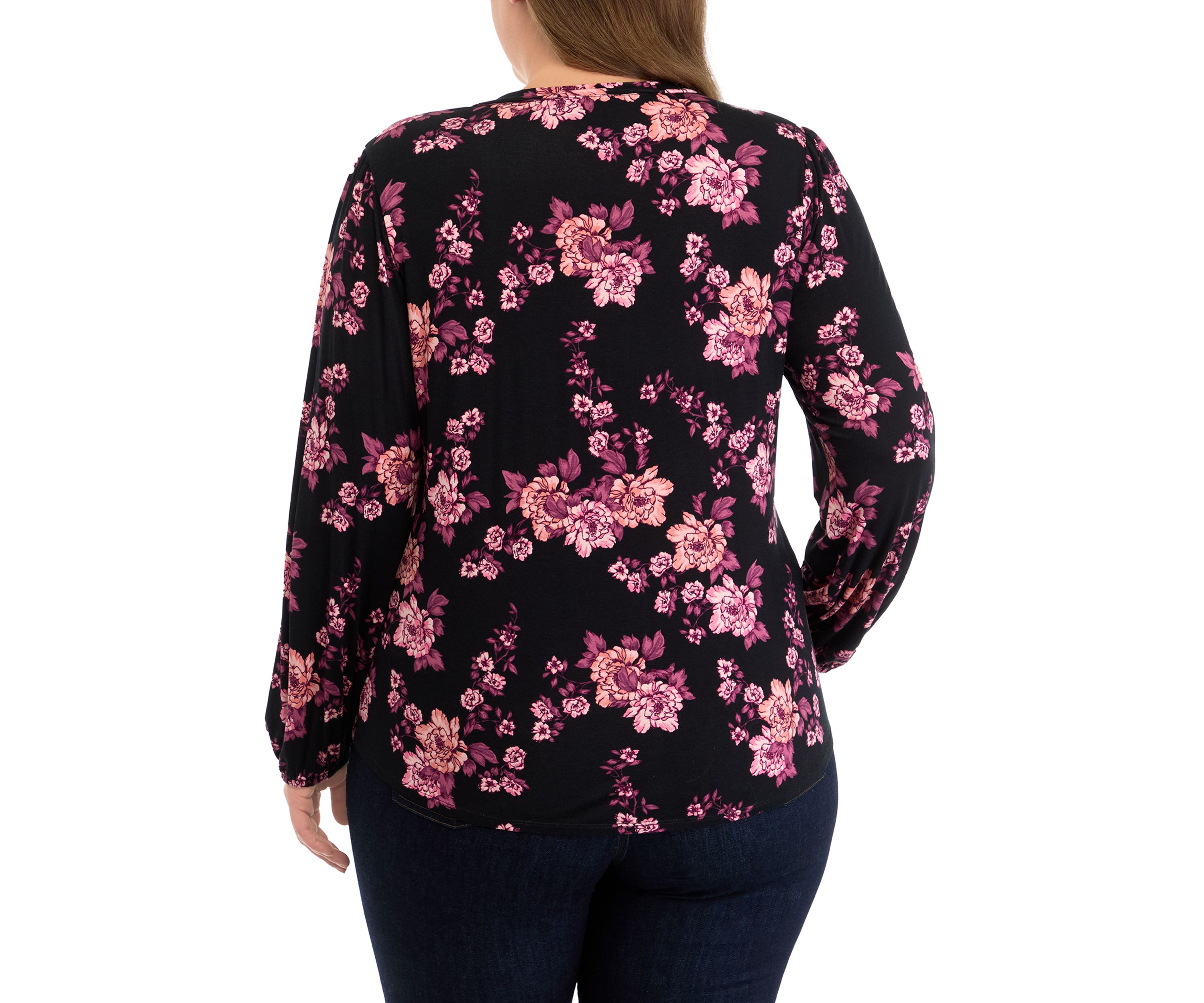 Plus Size Long Sleeve Tie Front Top 