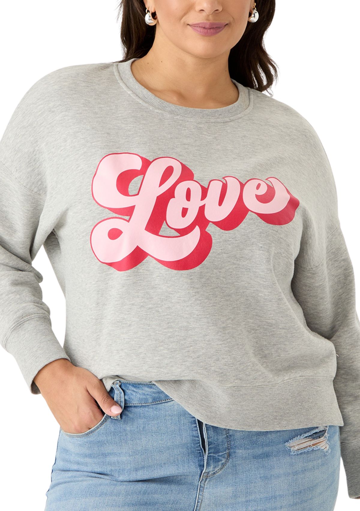 Plus Size Script Love Cropped Sweatshirt