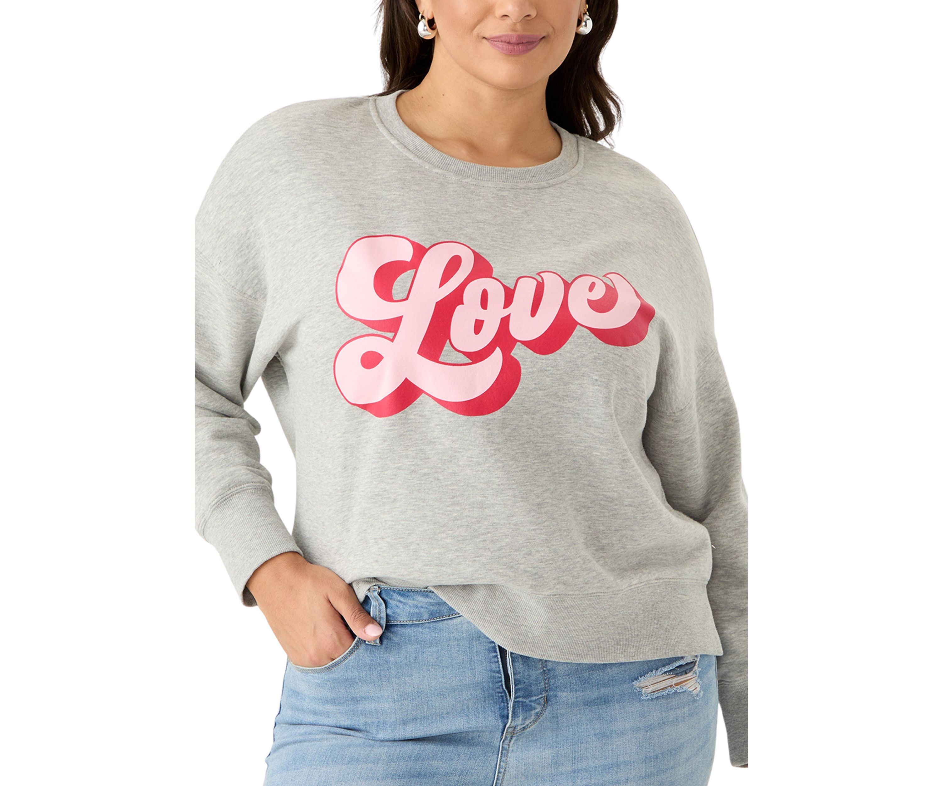 Plus Size Script Love Cropped Sweatshirt