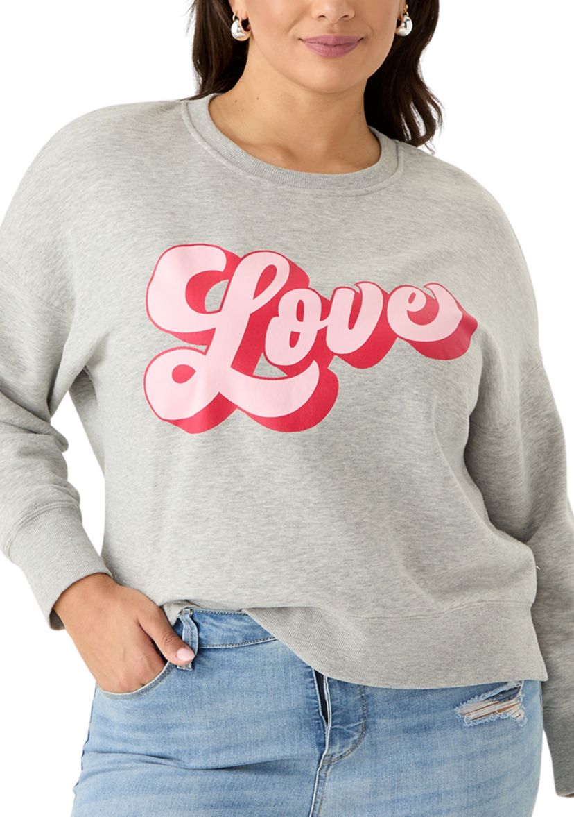 Plus Size Script Love Cropped Sweatshirt