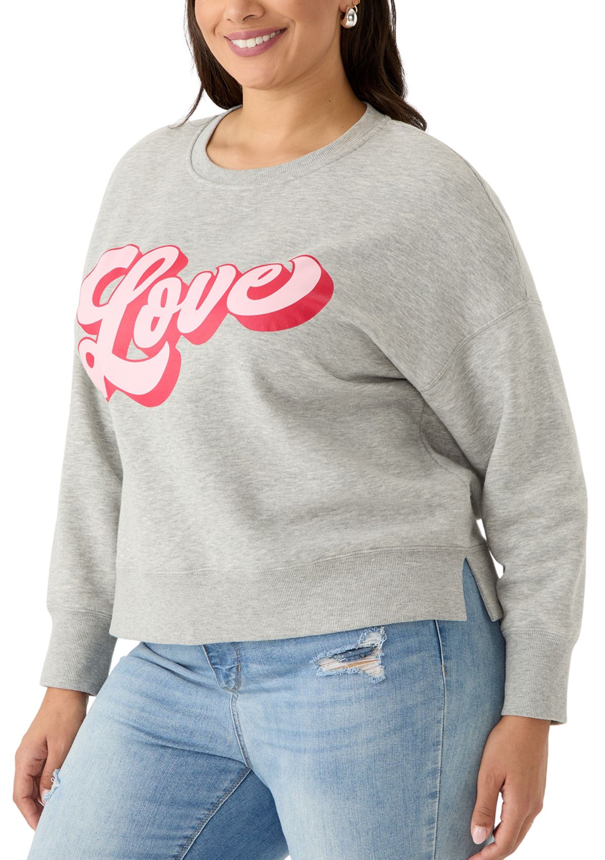 Plus Size Script Love Cropped Sweatshirt