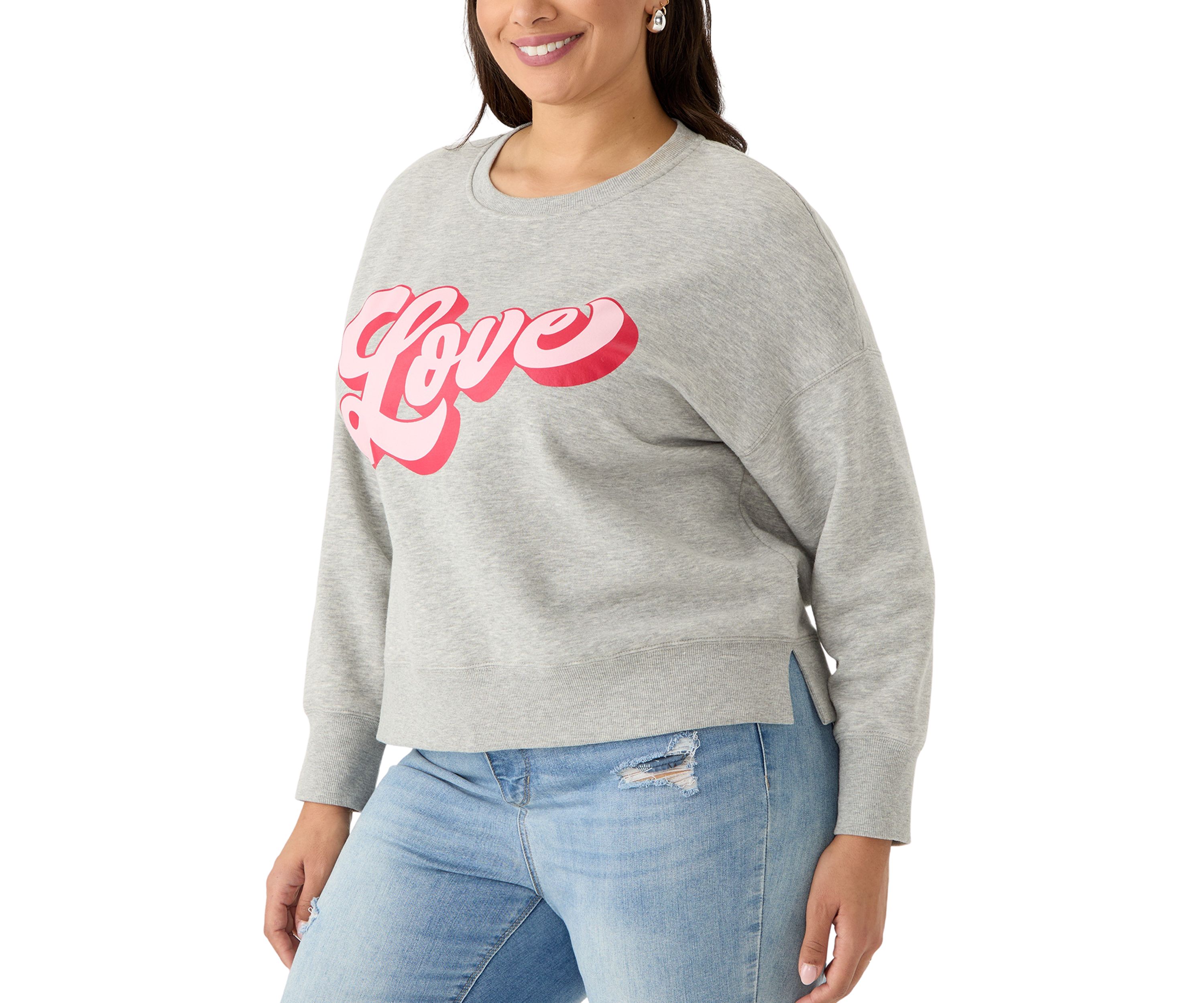 Plus Size Script Love Cropped Sweatshirt