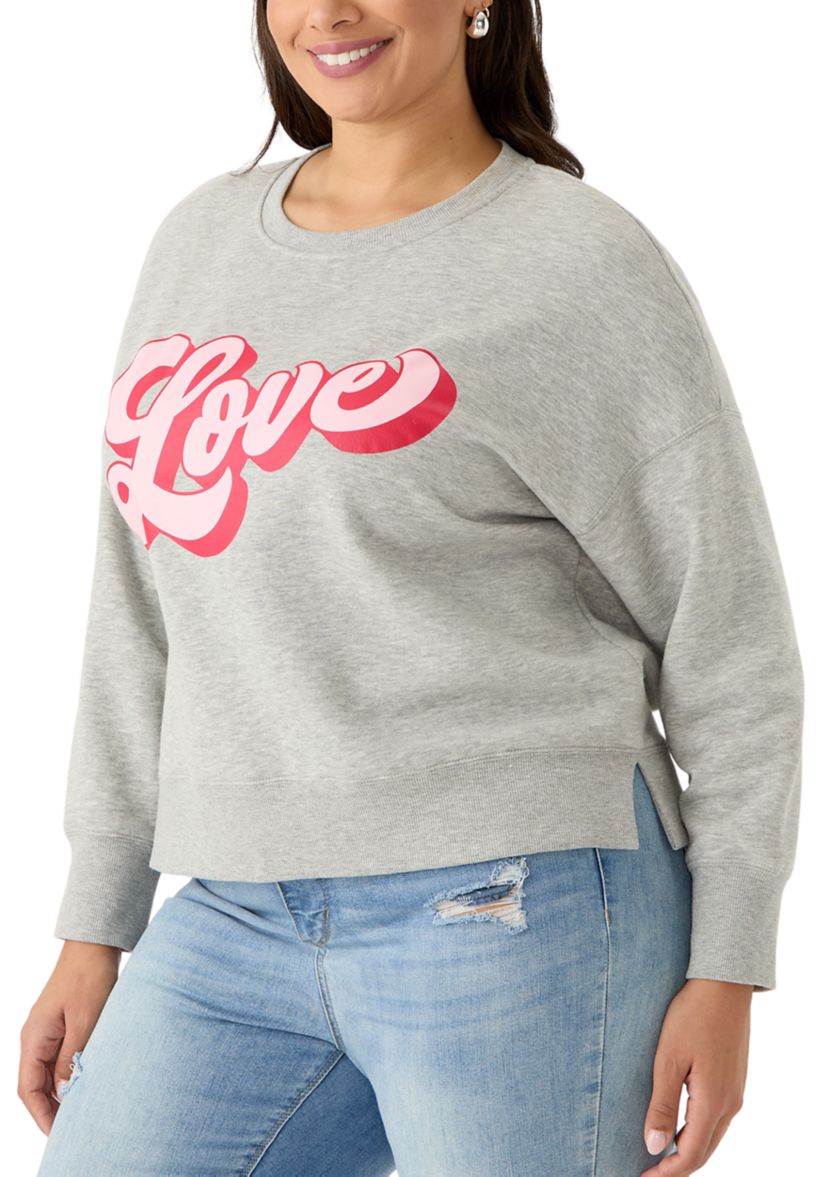 Plus Size Script Love Cropped Sweatshirt
