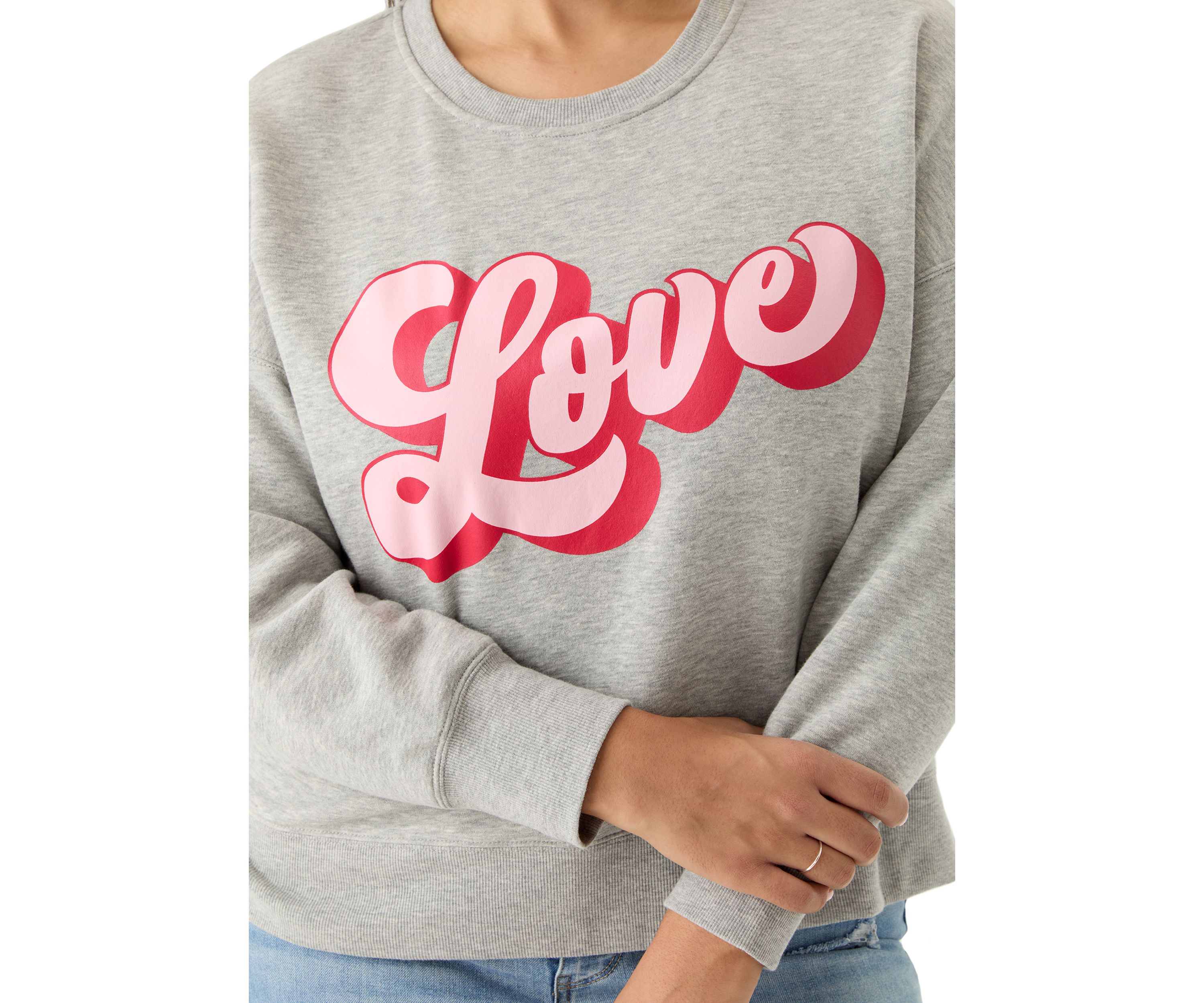 Plus Size Script Love Cropped Sweatshirt