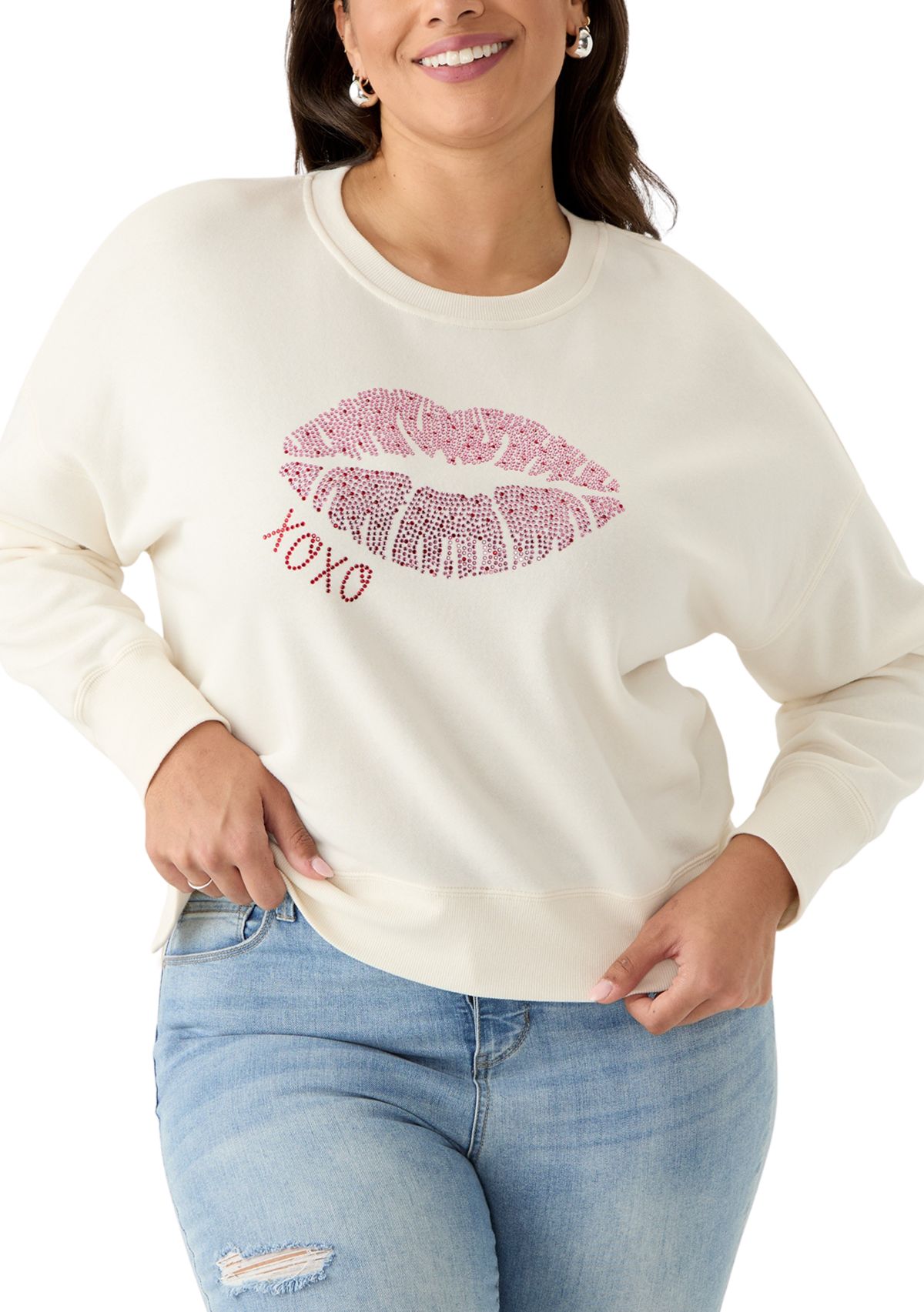 Plus Size XOXO Cropped Sweatshirt