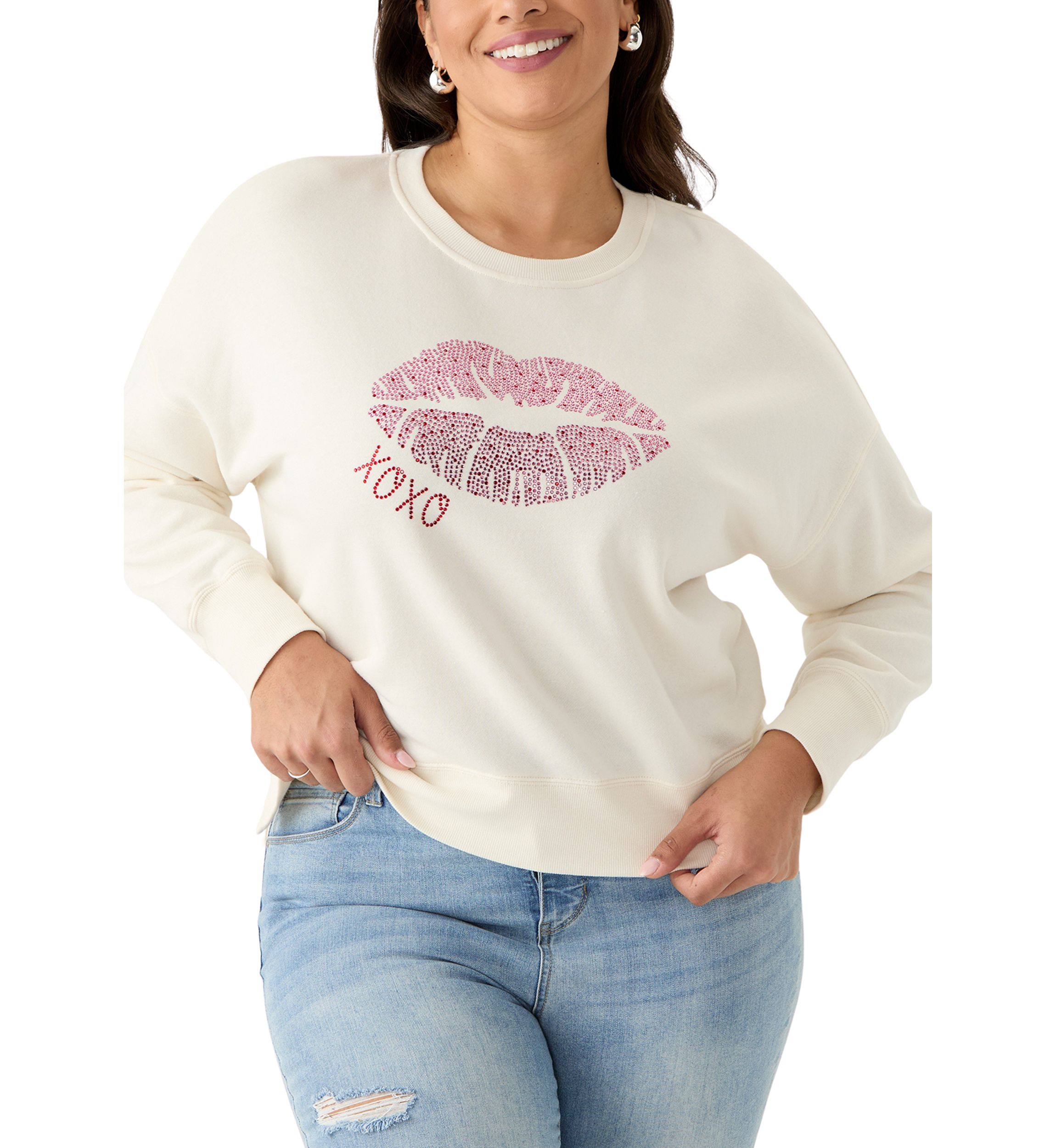 Plus Size XOXO Cropped Sweatshirt