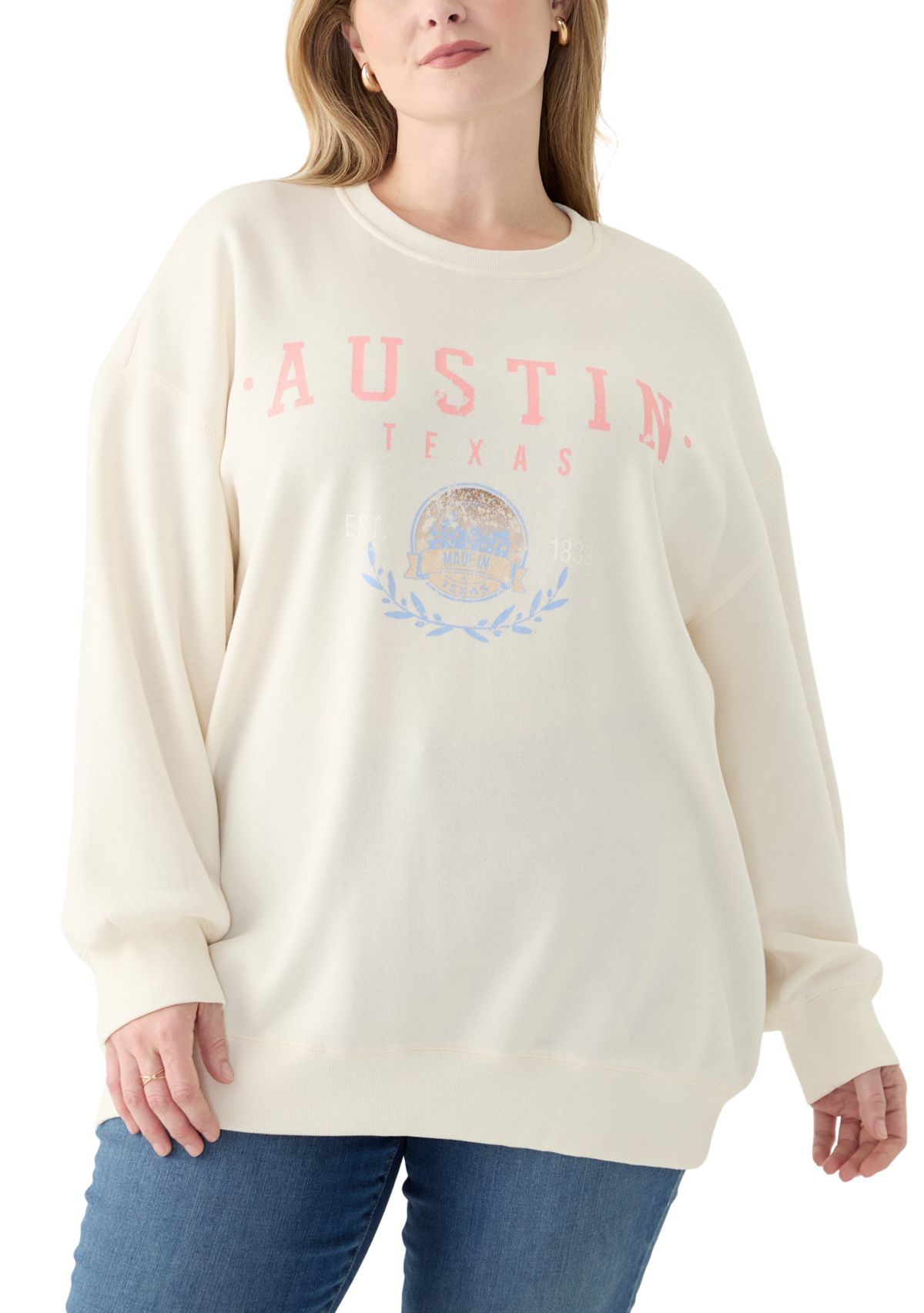Plus Size Long Sleeve Austin Graphic Sweatshirt 
