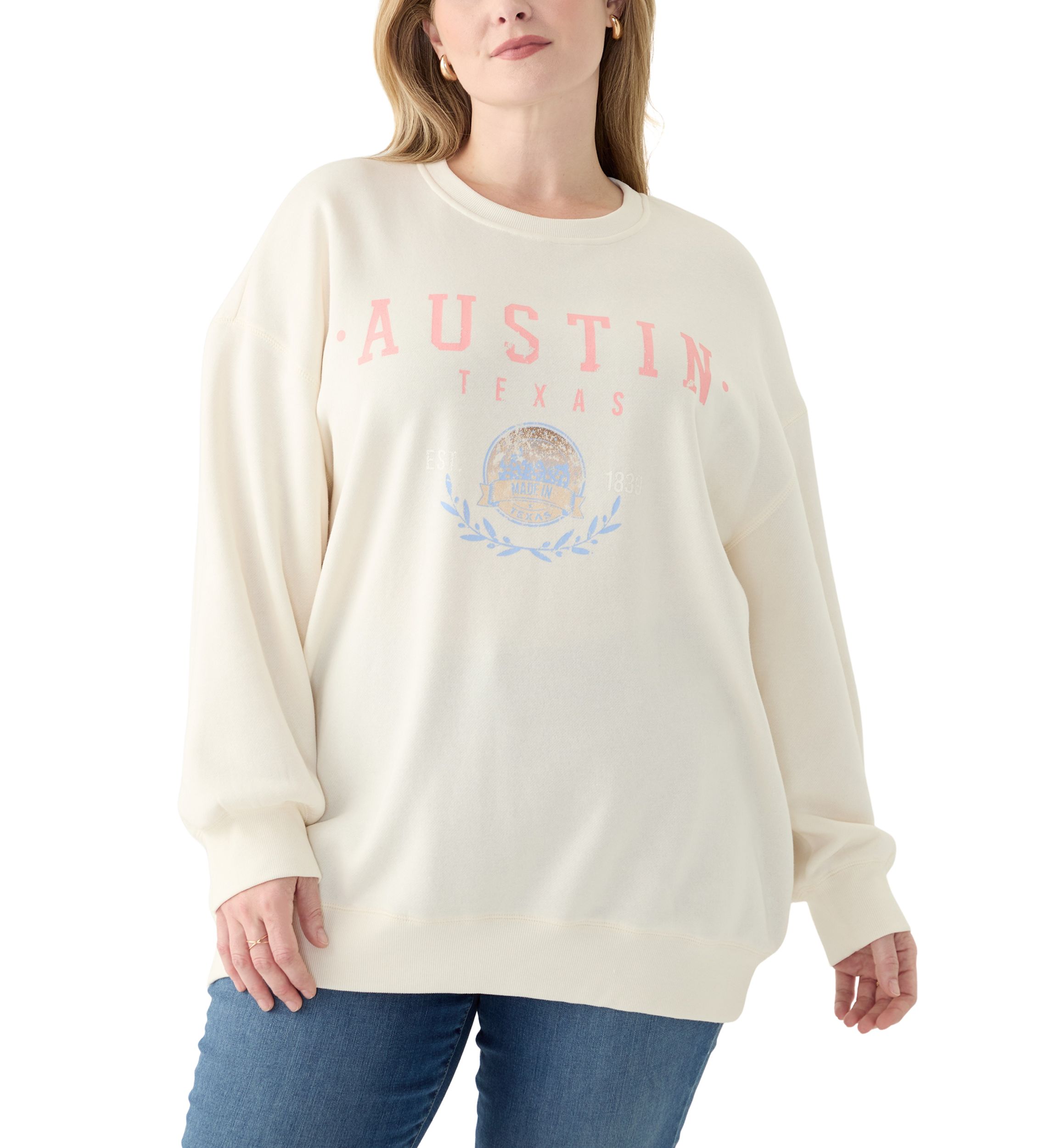 Plus Size Long Sleeve Austin Graphic Sweatshirt 