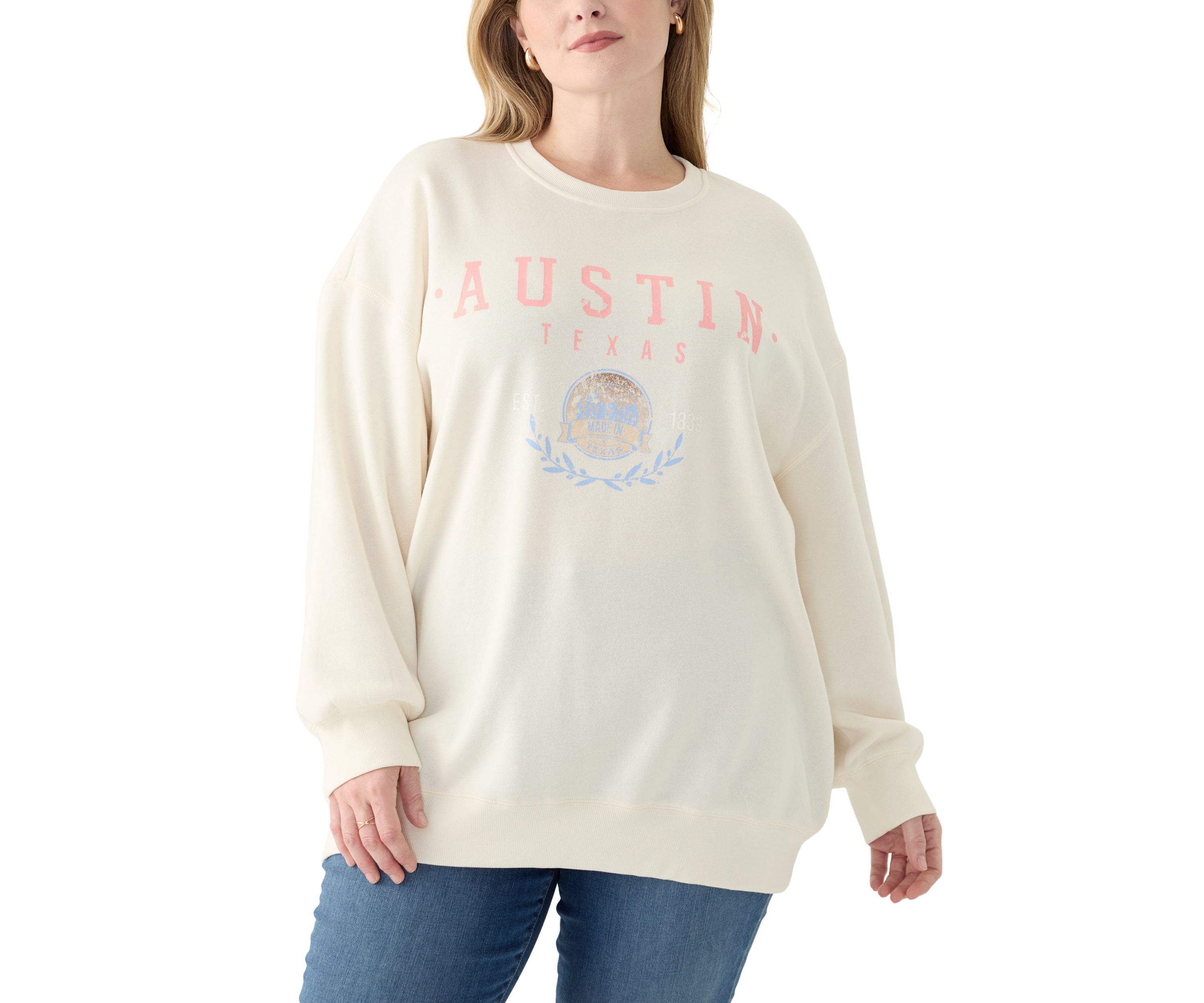 Plus Size Long Sleeve Austin Graphic Sweatshirt 
