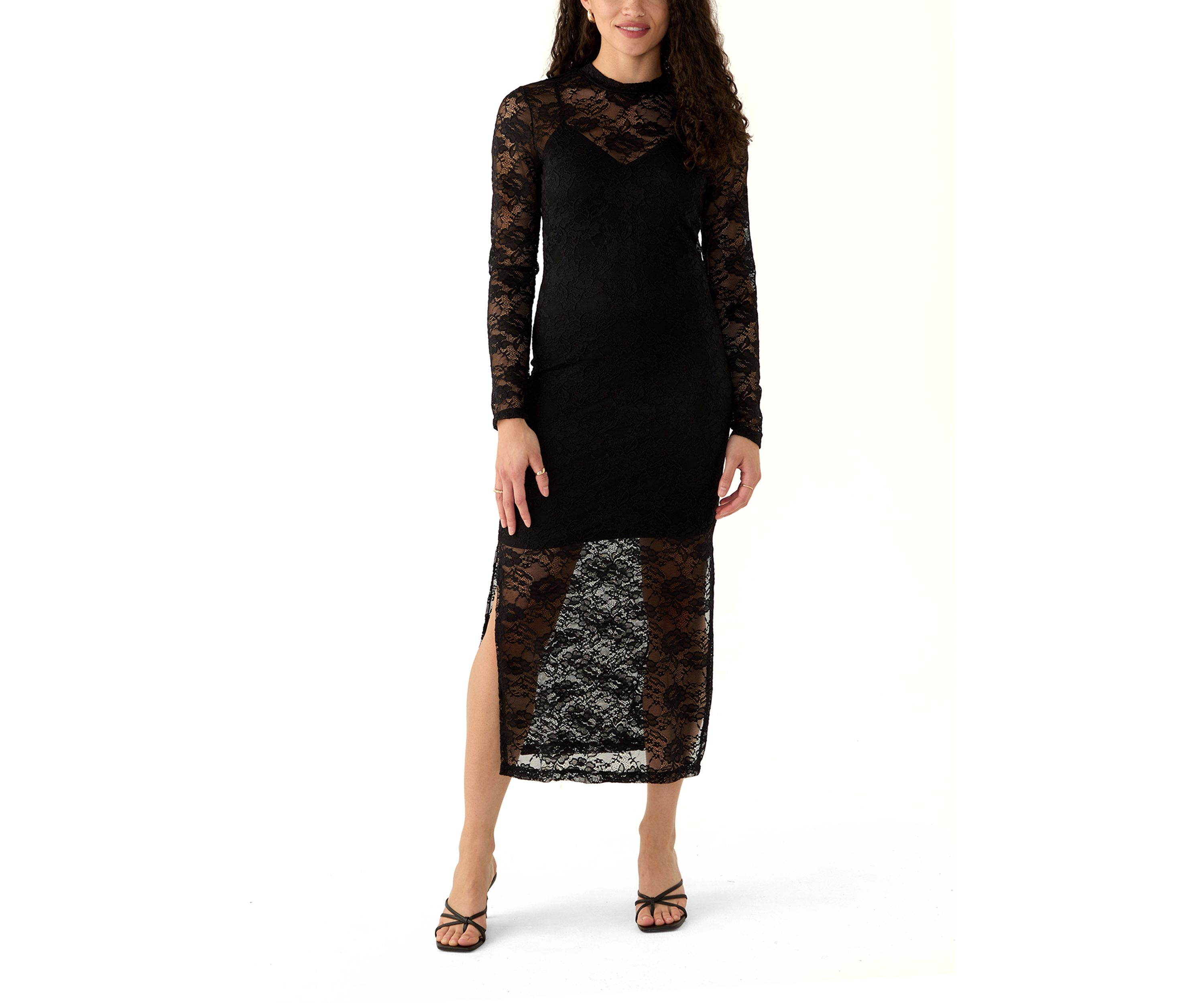 Womens Long Sleeve Lace Bodycon Dress