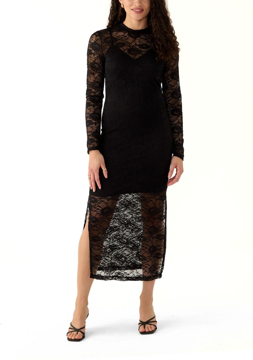 Womens Long Sleeve Lace Bodycon Dress