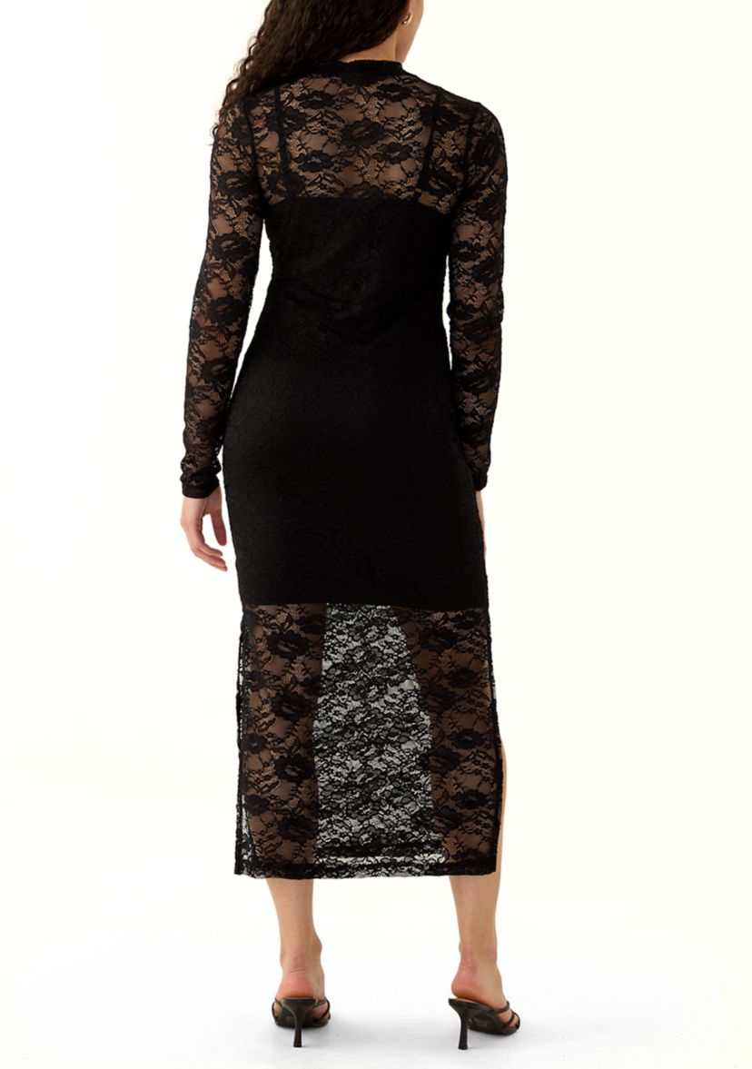 Womens Long Sleeve Lace Bodycon Dress