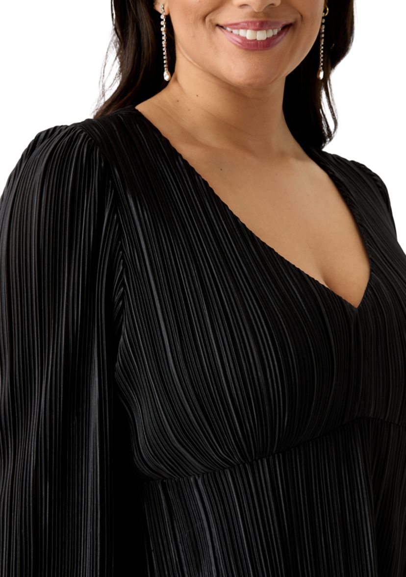 Plus Size Empire Waist Pleated Dress