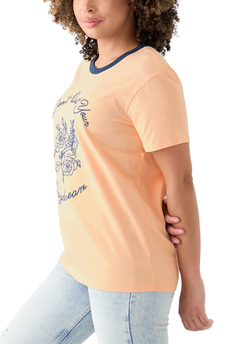 Womens Drop Shoulder Dont Quit Your Daydream Graphic Ringer T-Shirt
