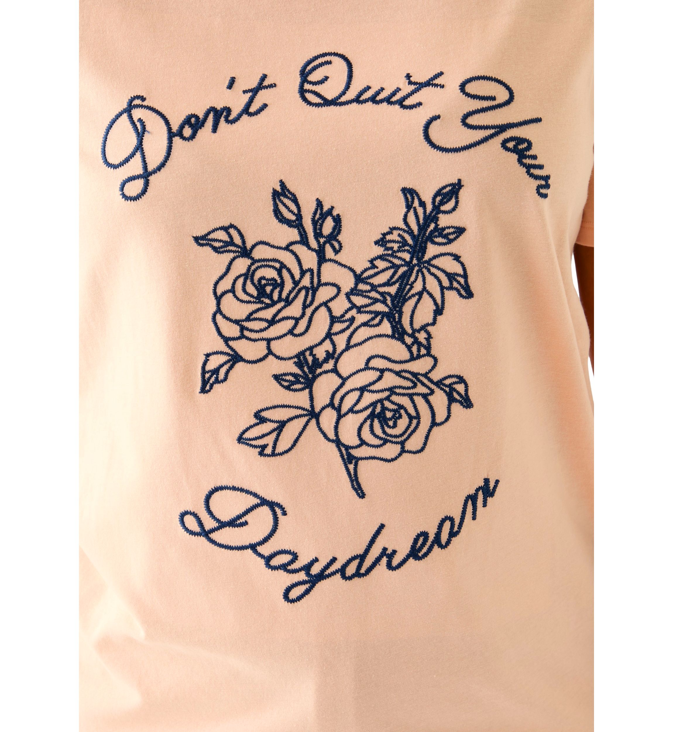 Womens Drop Shoulder Dont Quit Your Daydream Graphic Ringer T-Shirt
