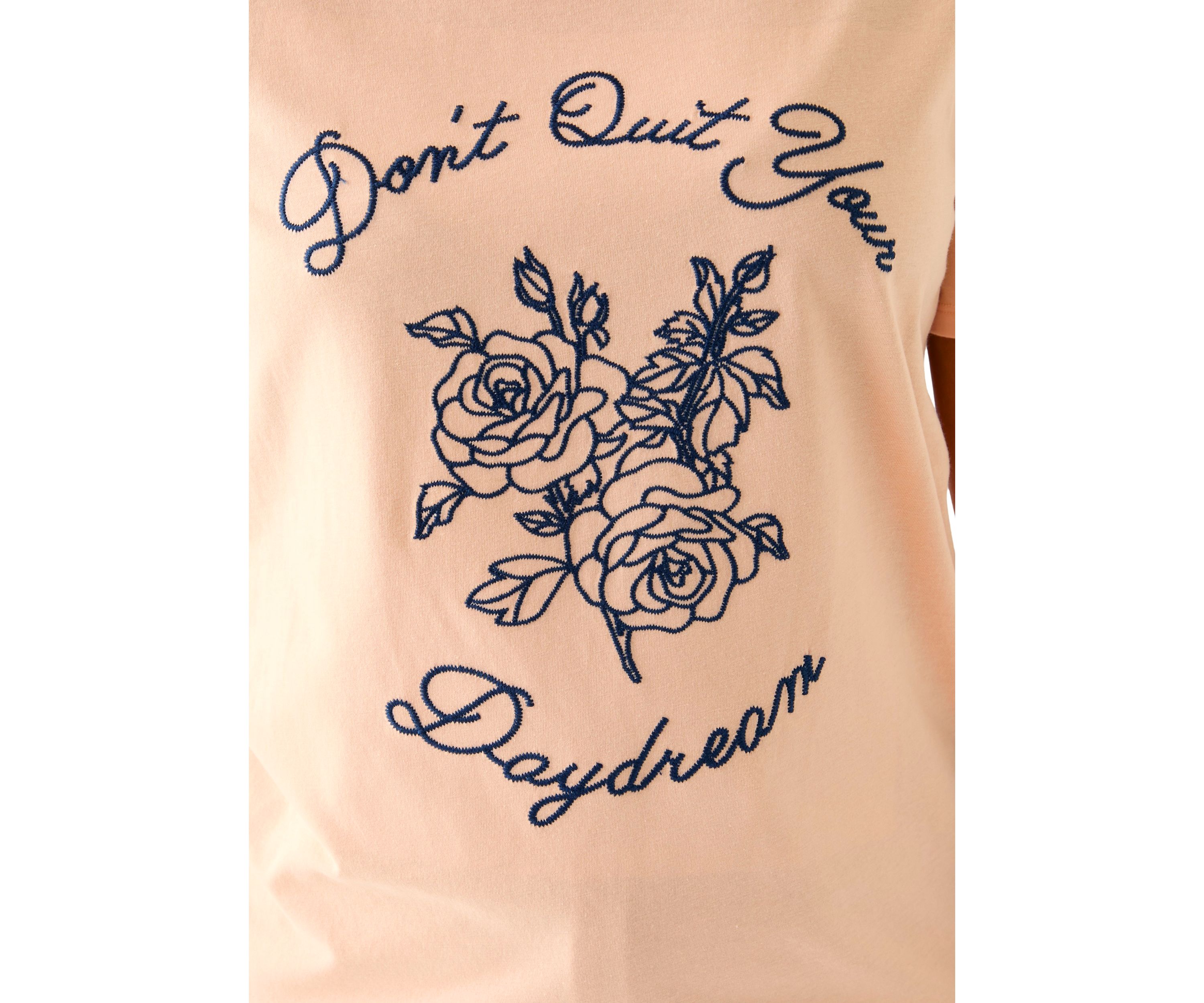 Womens Drop Shoulder Dont Quit Your Daydream Graphic Ringer T-Shirt