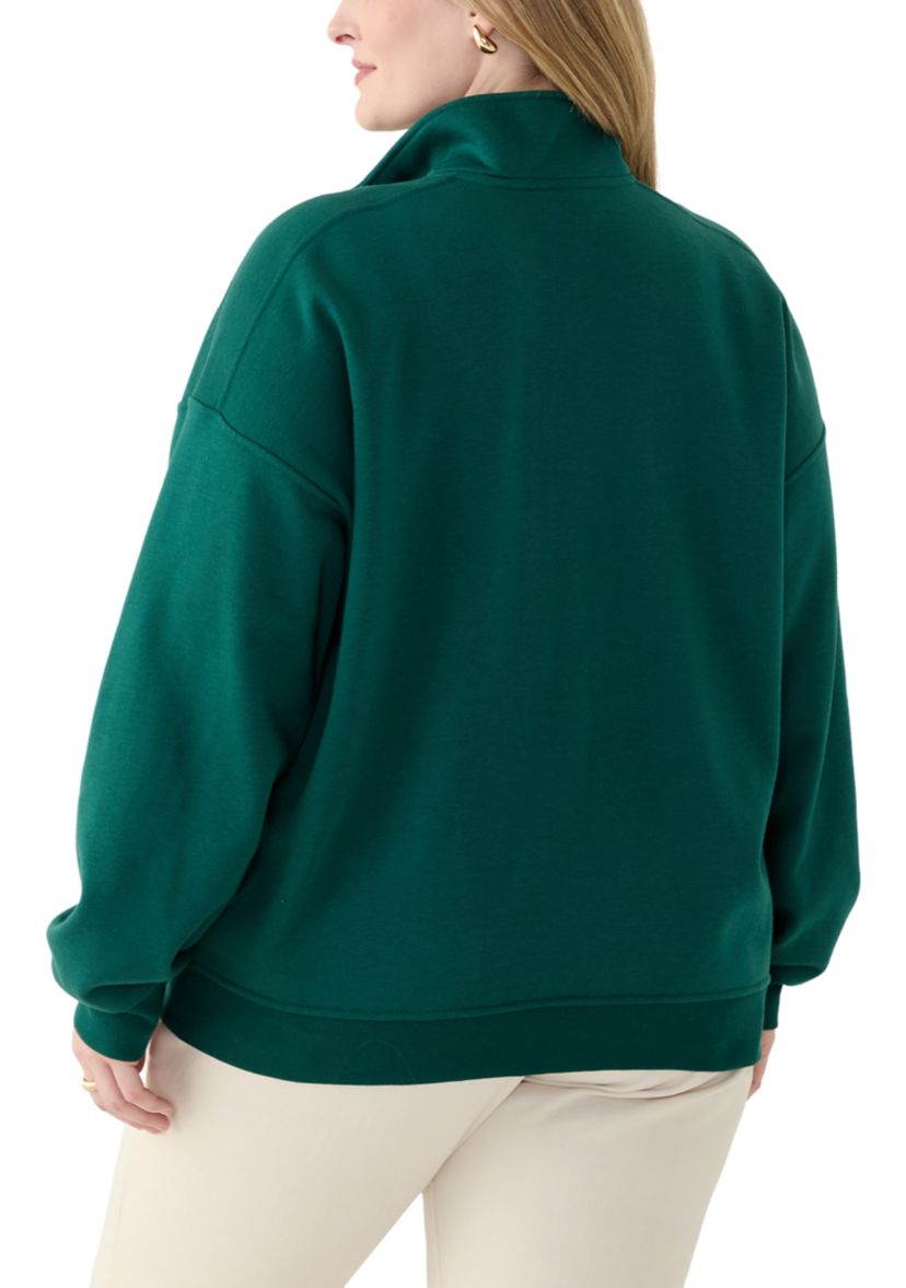Plus Size Long Sleeve 1/4 Zip Graphic Sweatshirt 