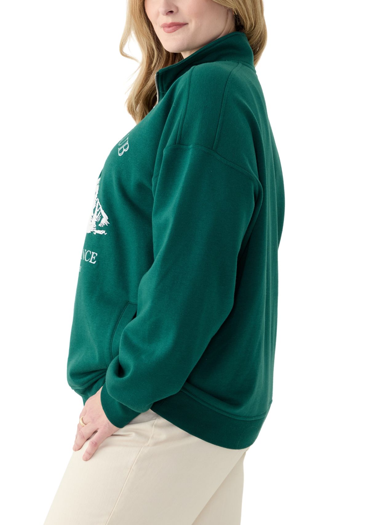 Plus Size Long Sleeve 1/4 Zip Graphic Sweatshirt 