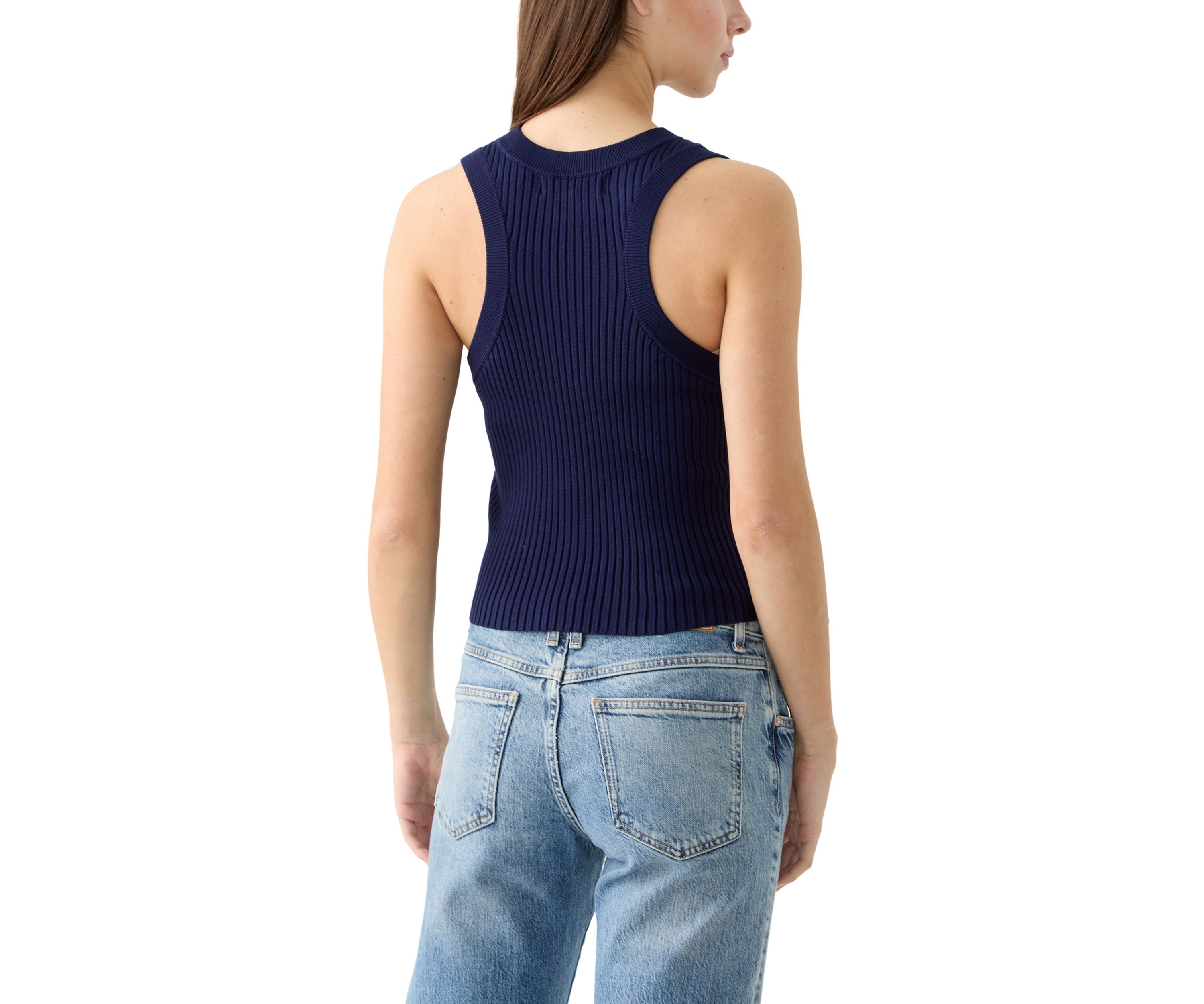Womens Rib Knit Sweater Tank Top