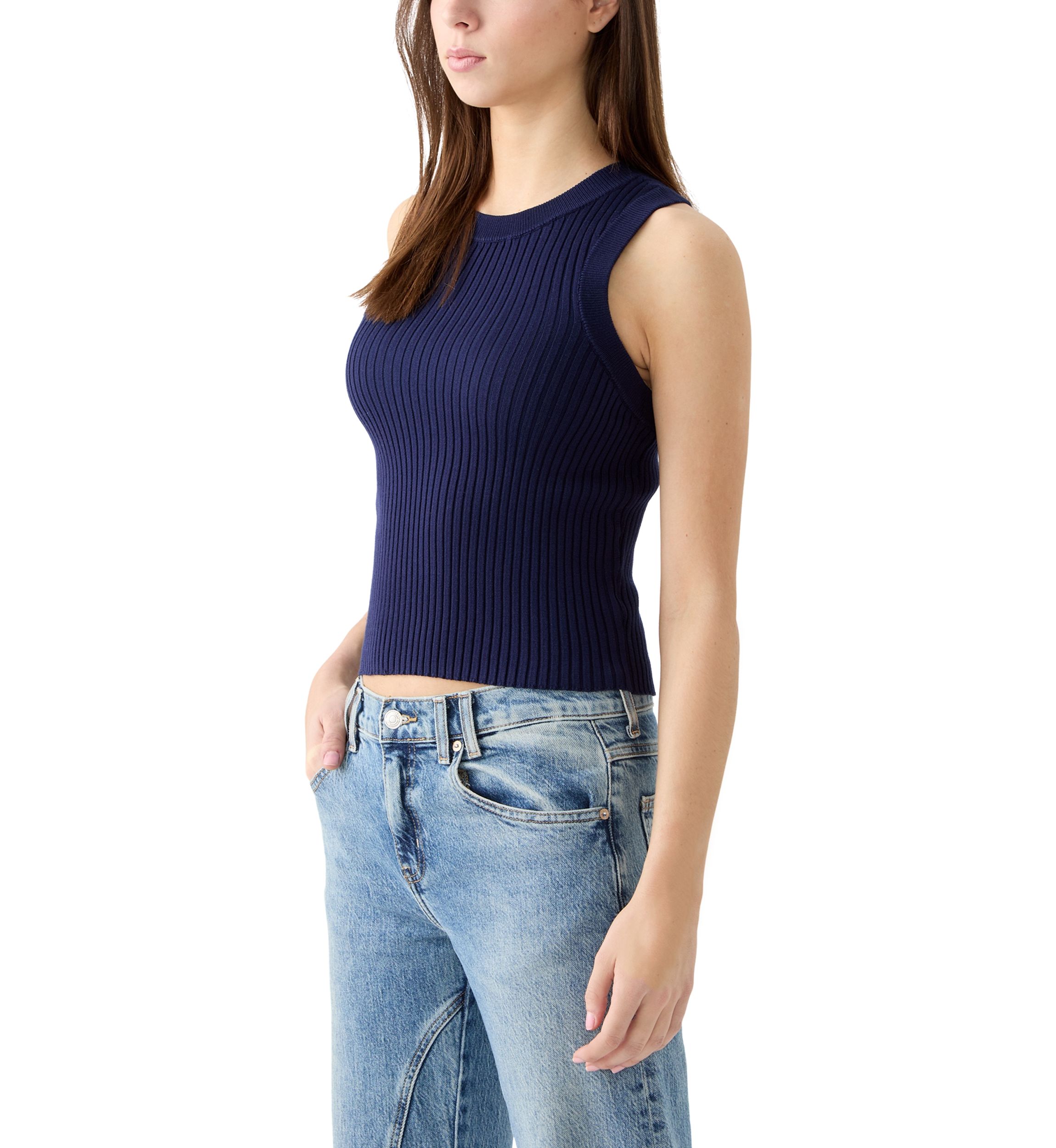 Womens Rib Knit Sweater Tank Top