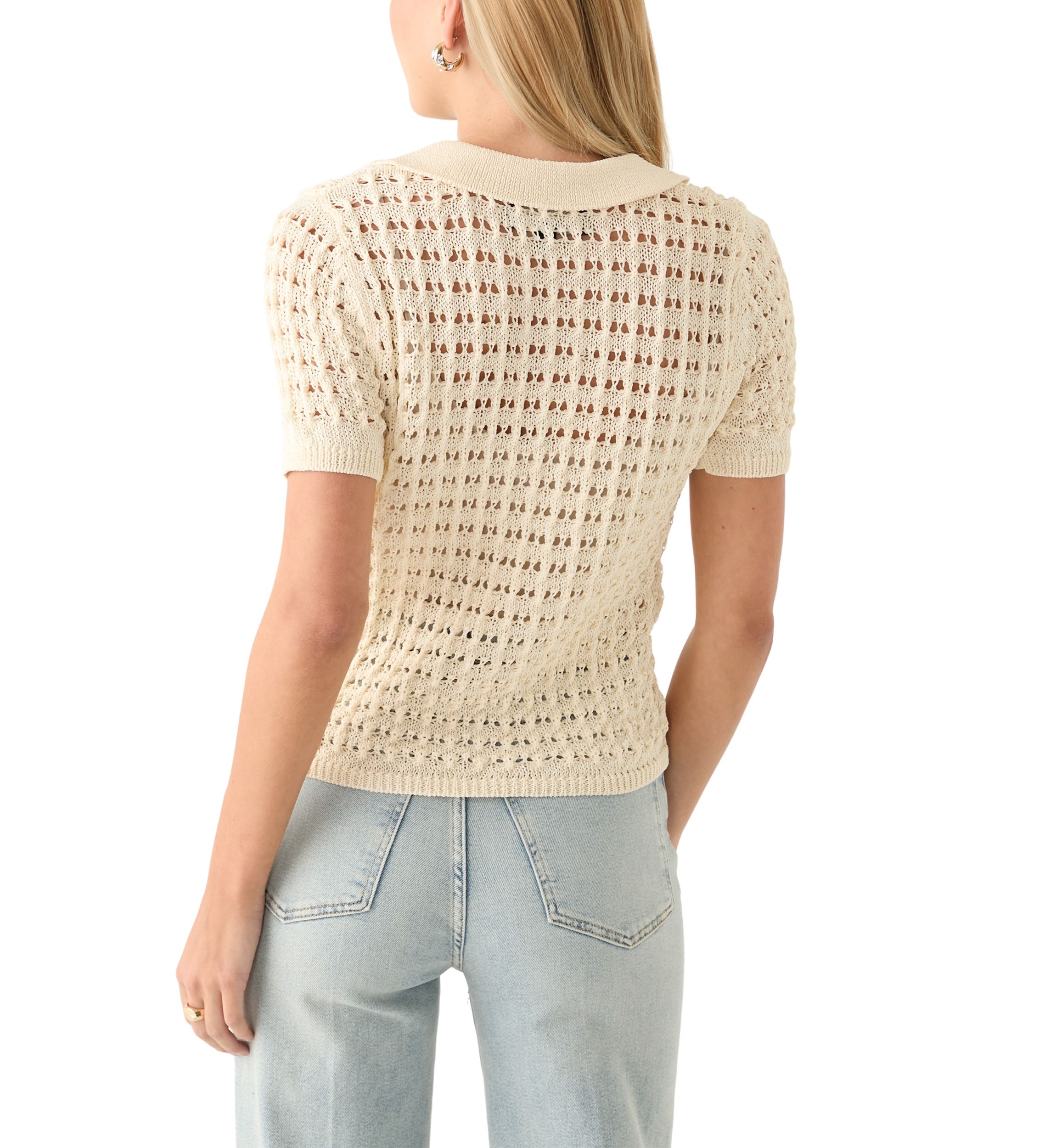 Womens Mesh Johnny Collar Top