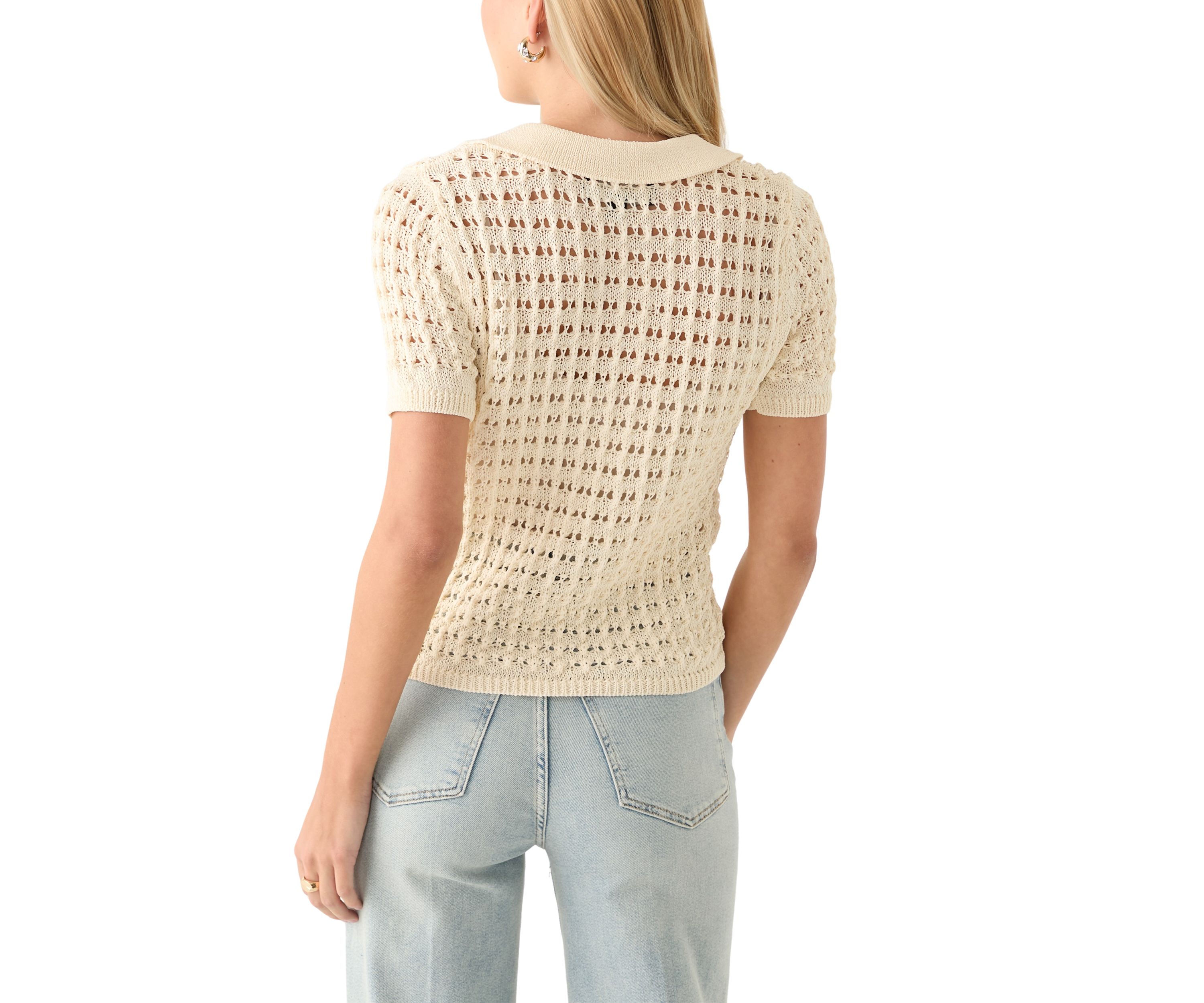 Womens Mesh Johnny Collar Top