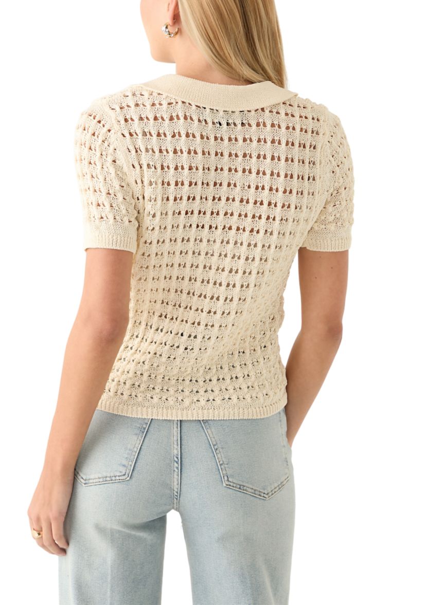 Womens Mesh Johnny Collar Top
