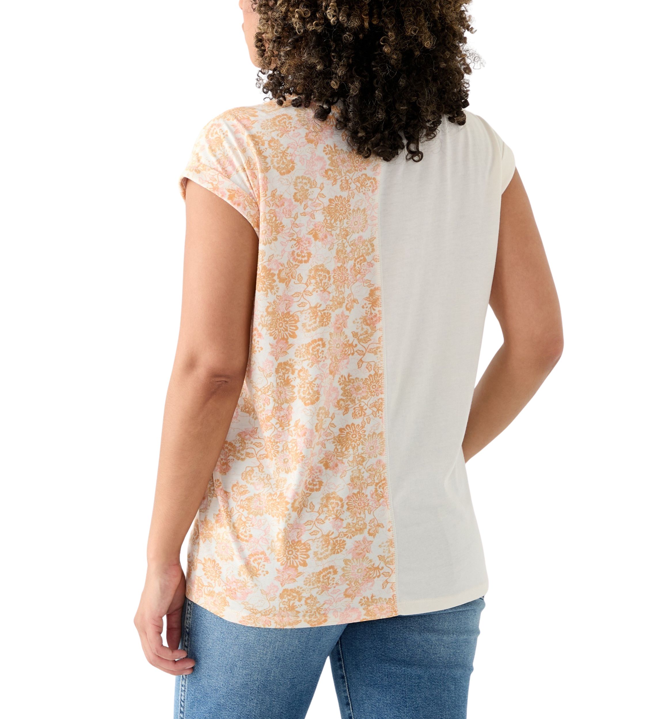 Womens Short Sleeve Split Graphic T-Shirt 