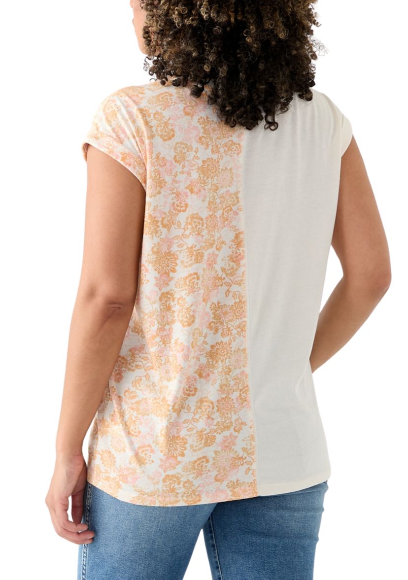 Womens Short Sleeve Split Graphic T-Shirt 