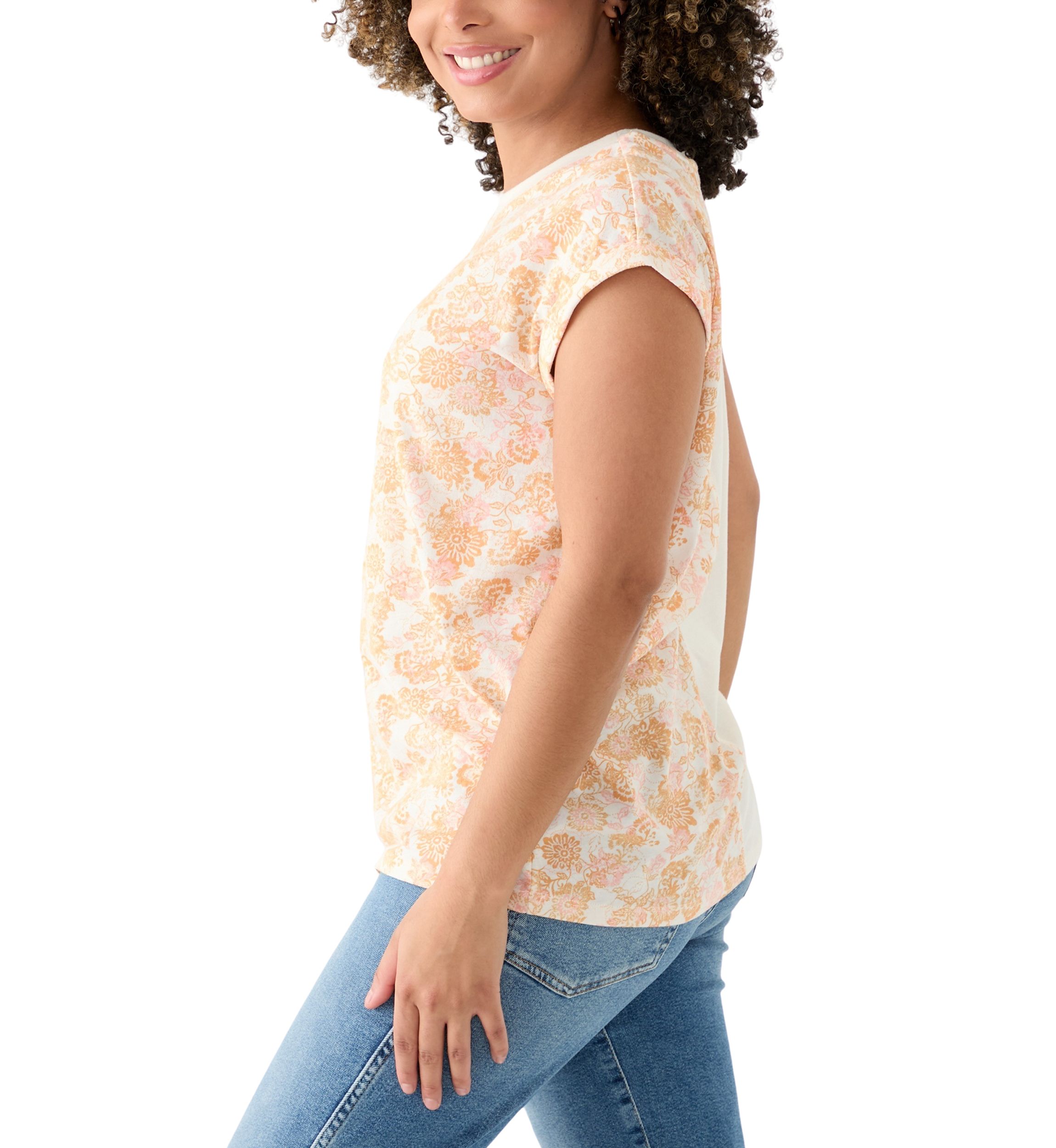 Womens Short Sleeve Split Graphic T-Shirt 