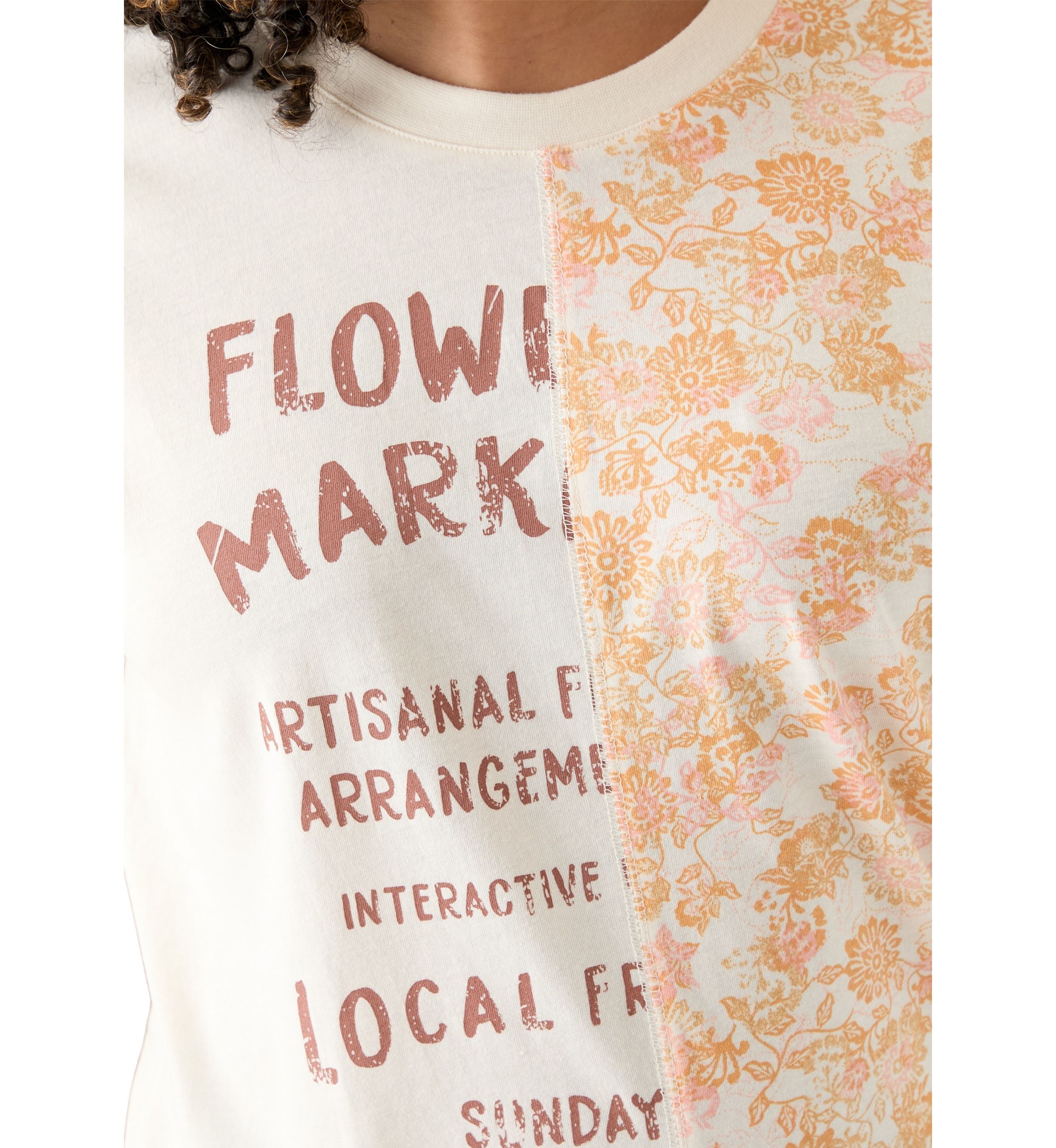 Womens Short Sleeve Split Graphic T-Shirt 