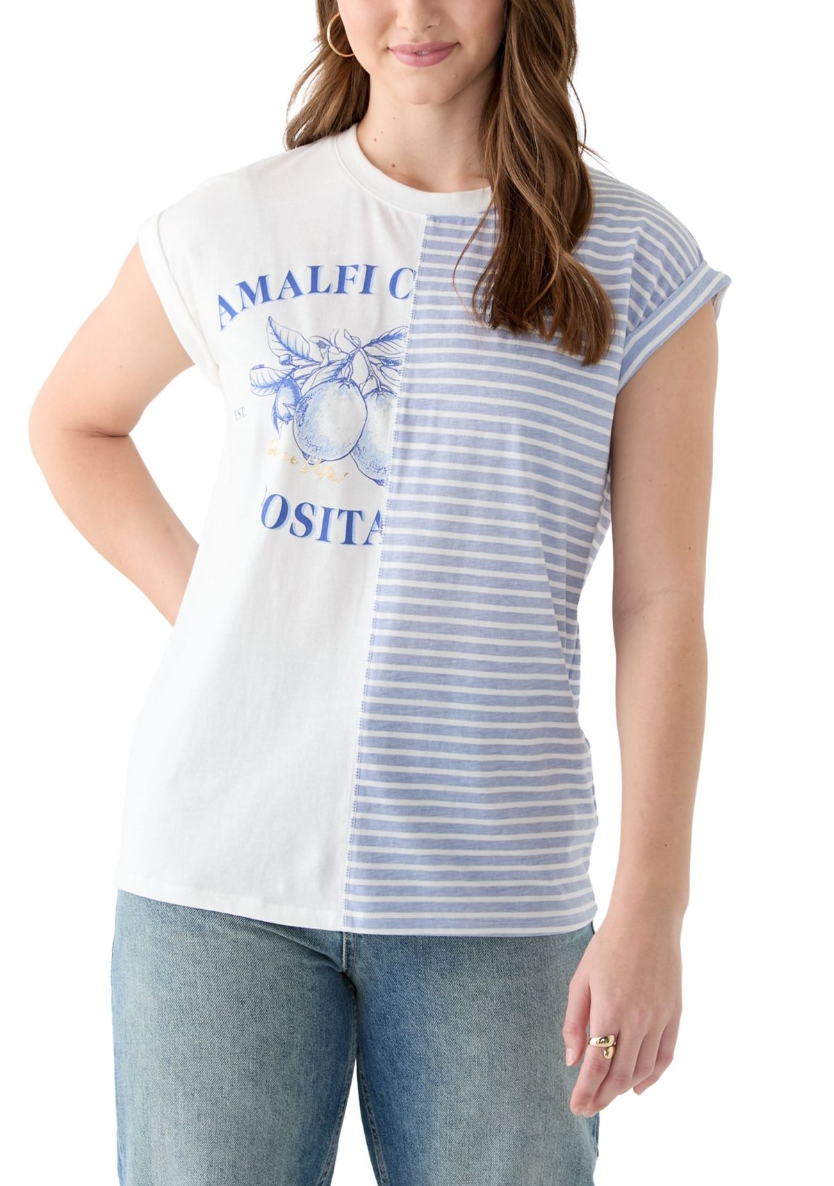 Womens Amalfi Split Stripe Graphic T-Shirt