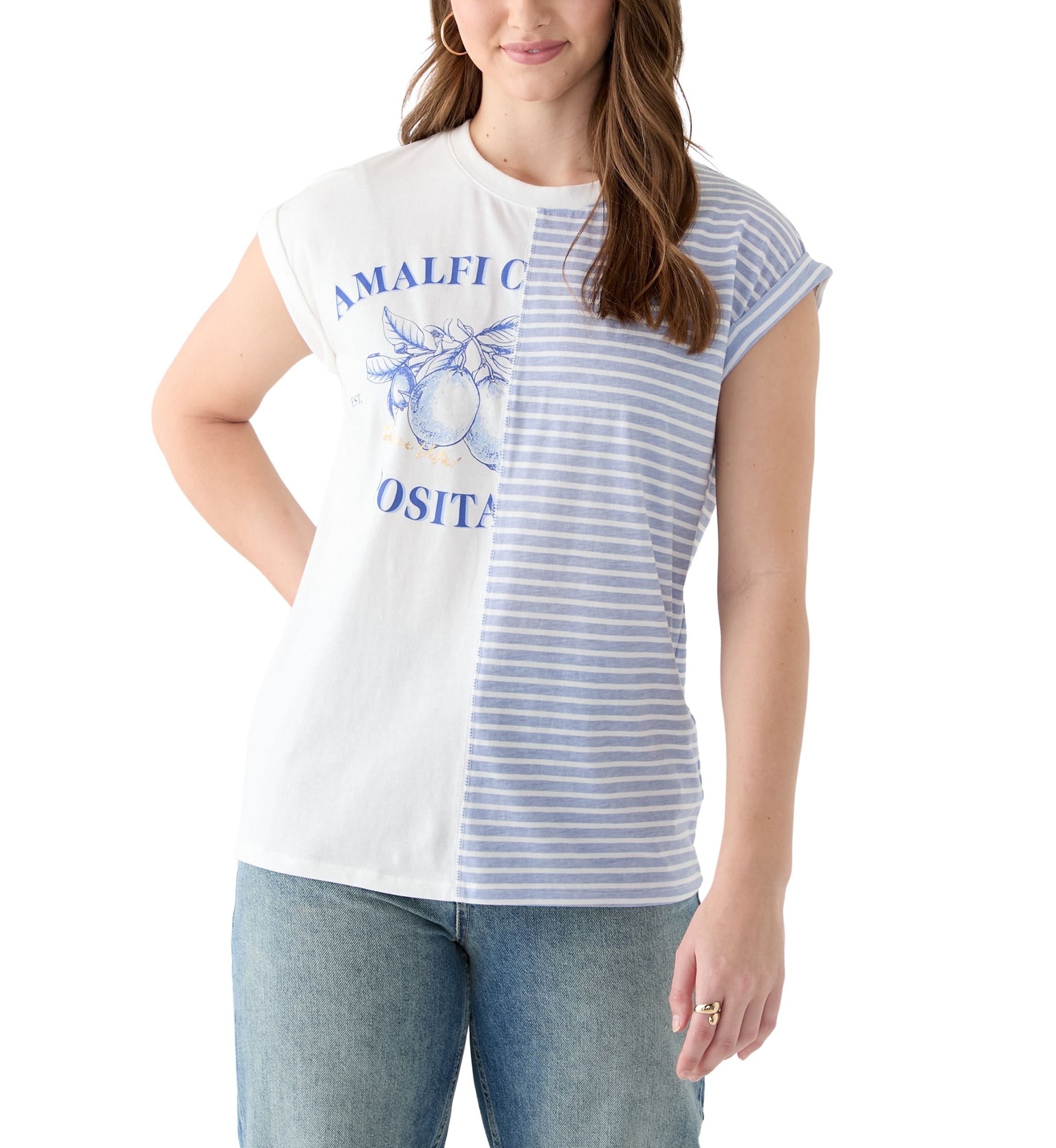 Womens Amalfi Split Stripe Graphic T-Shirt