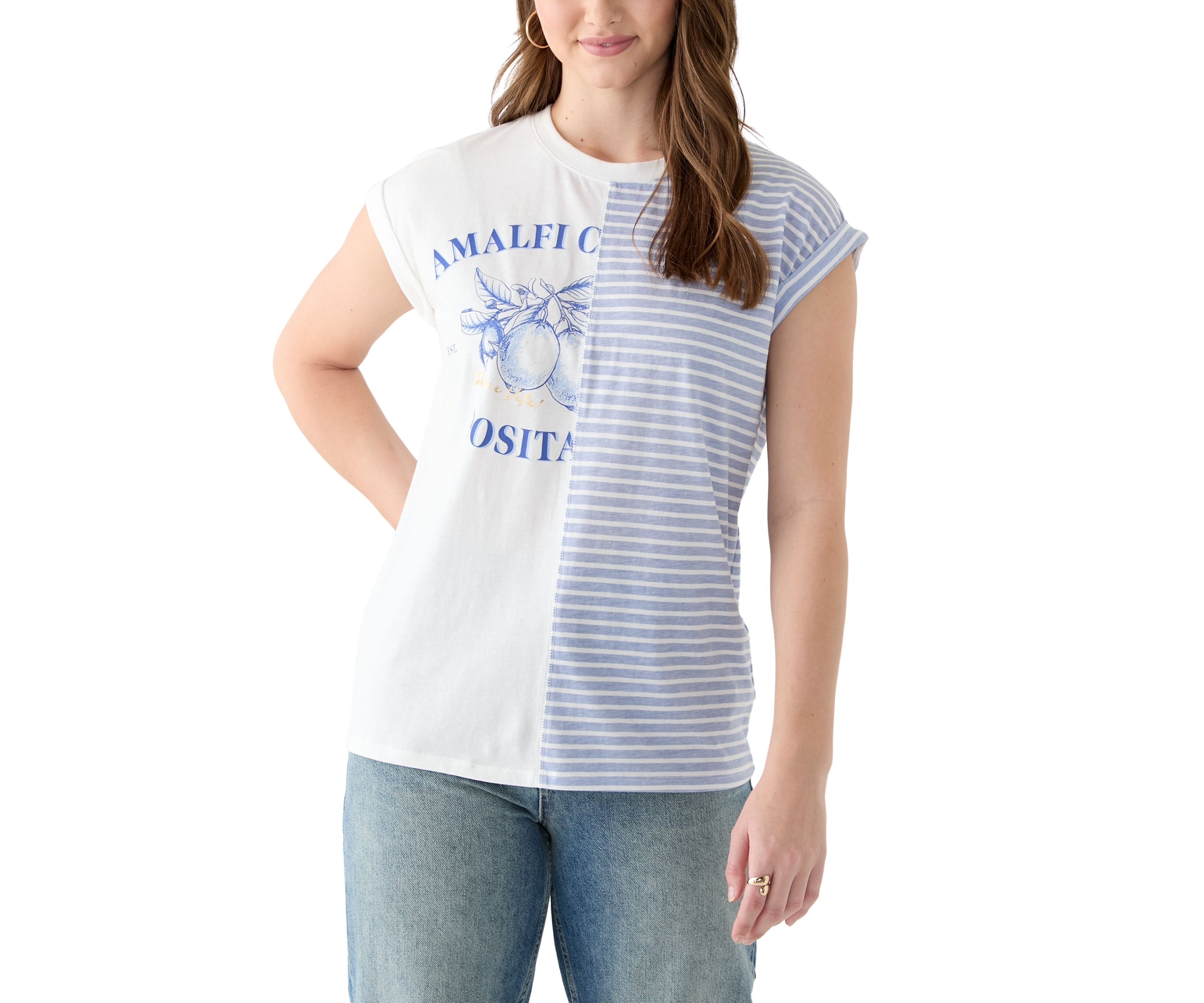 Womens Amalfi Split Stripe Graphic T-Shirt