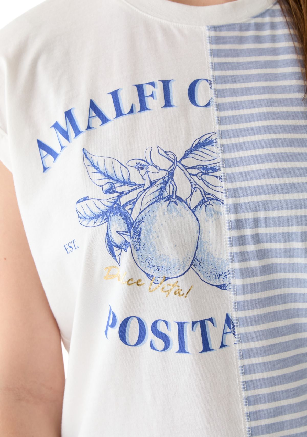 Womens Amalfi Split Stripe Graphic T-Shirt