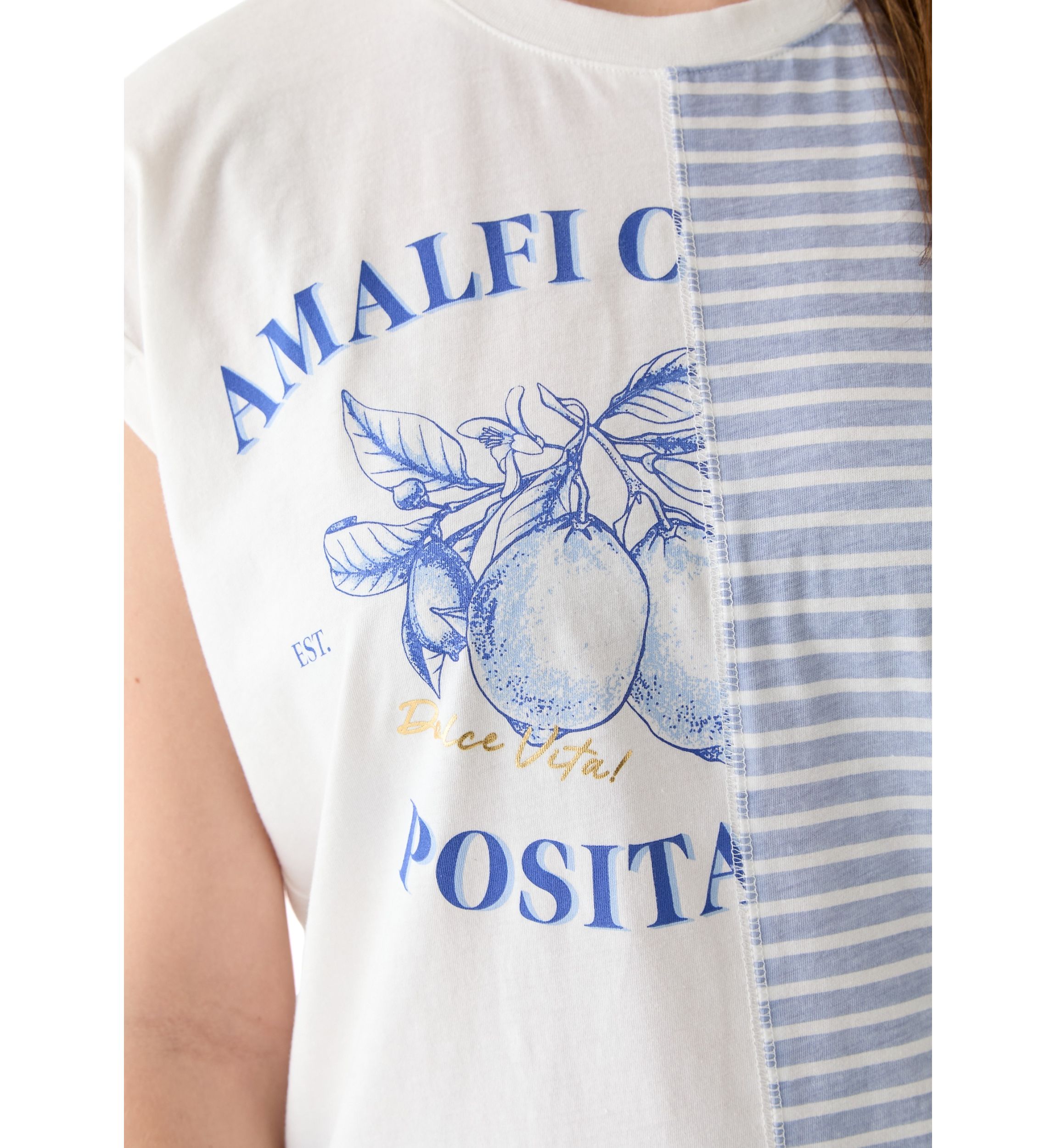 Womens Amalfi Split Stripe Graphic T-Shirt