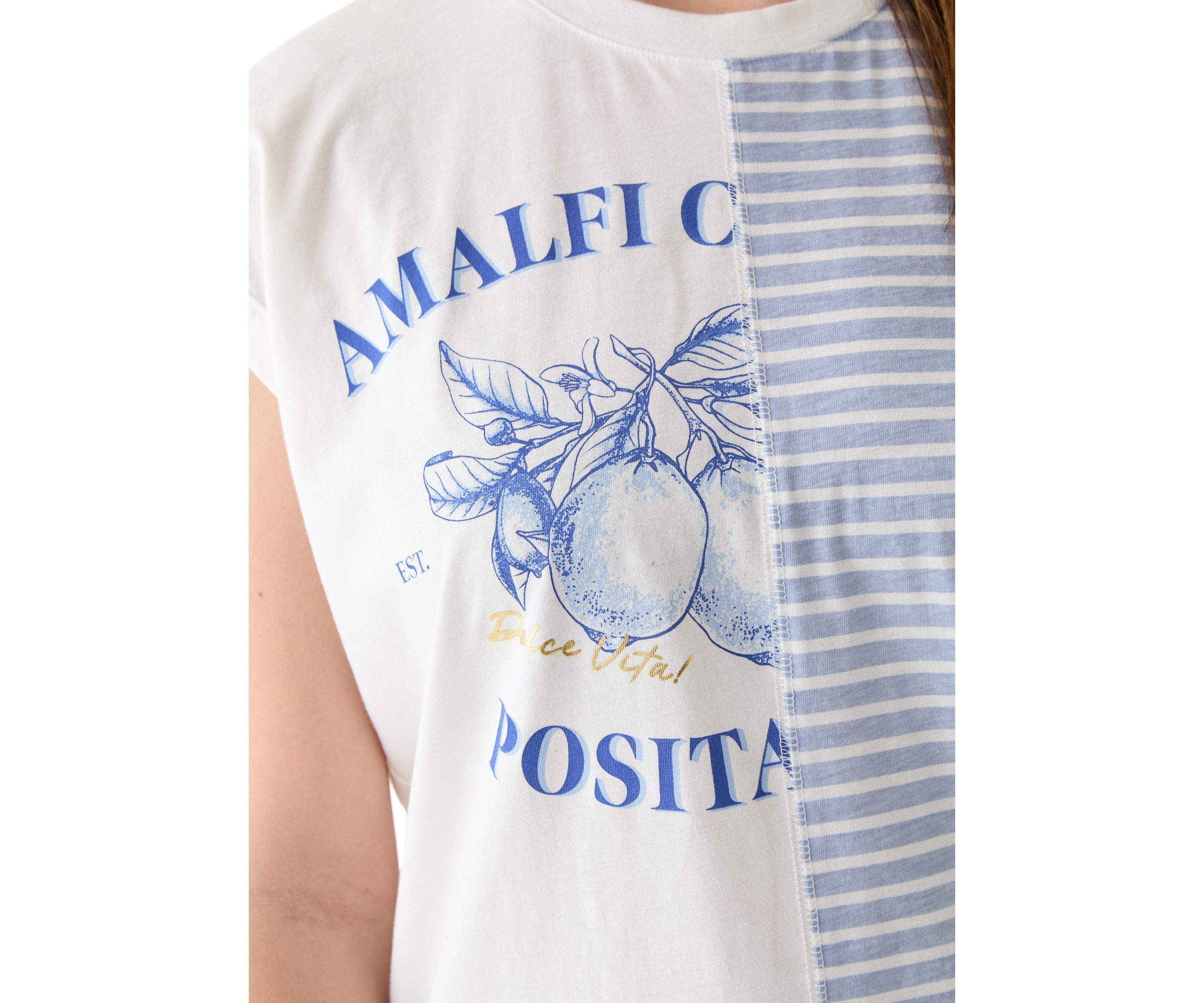 Womens Amalfi Split Stripe Graphic T-Shirt