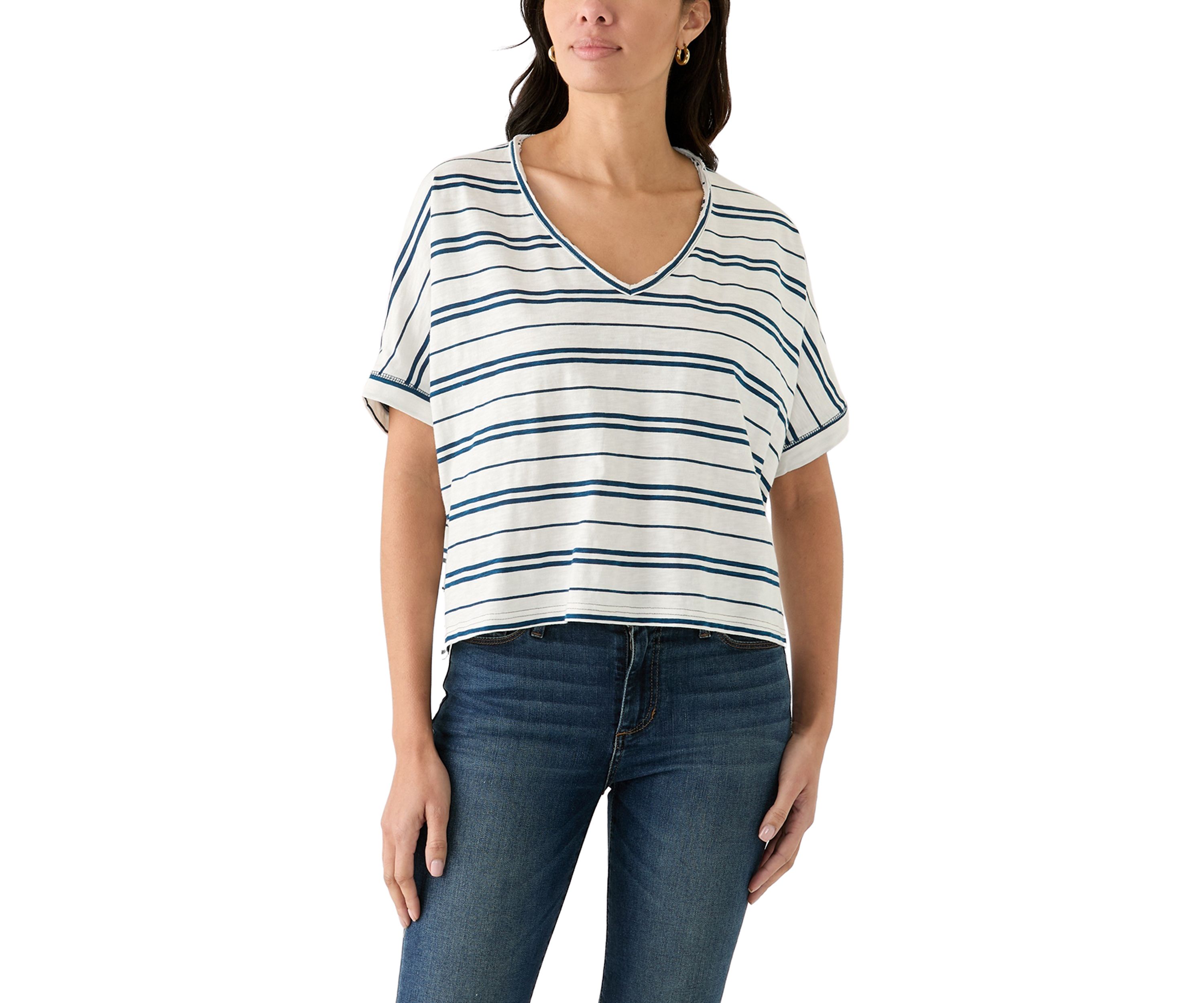 Womens Hi Low Boxy V-Neck T-Shirt