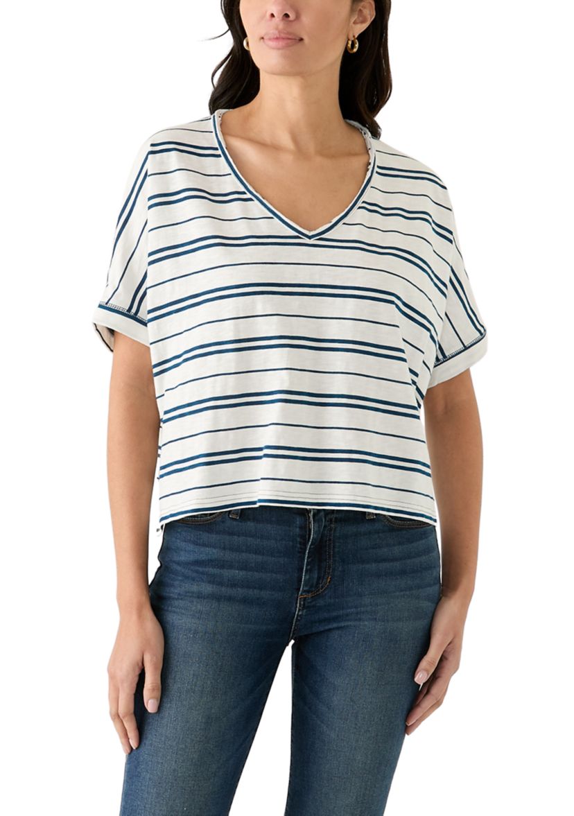 Womens Hi Low Boxy V-Neck T-Shirt