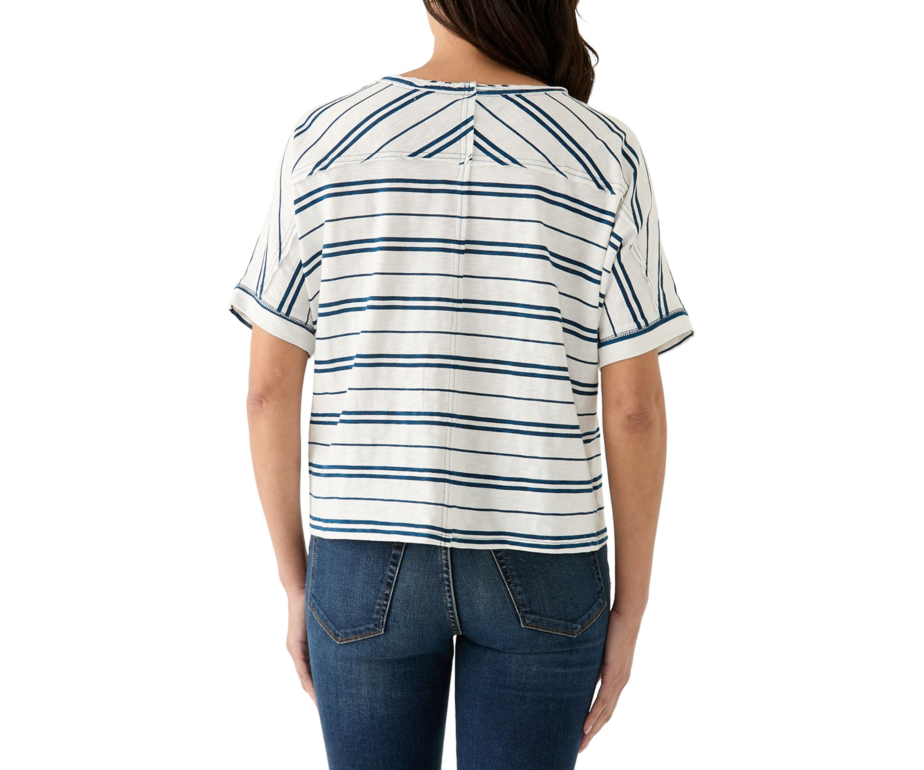 Womens Hi Low Boxy V-Neck T-Shirt