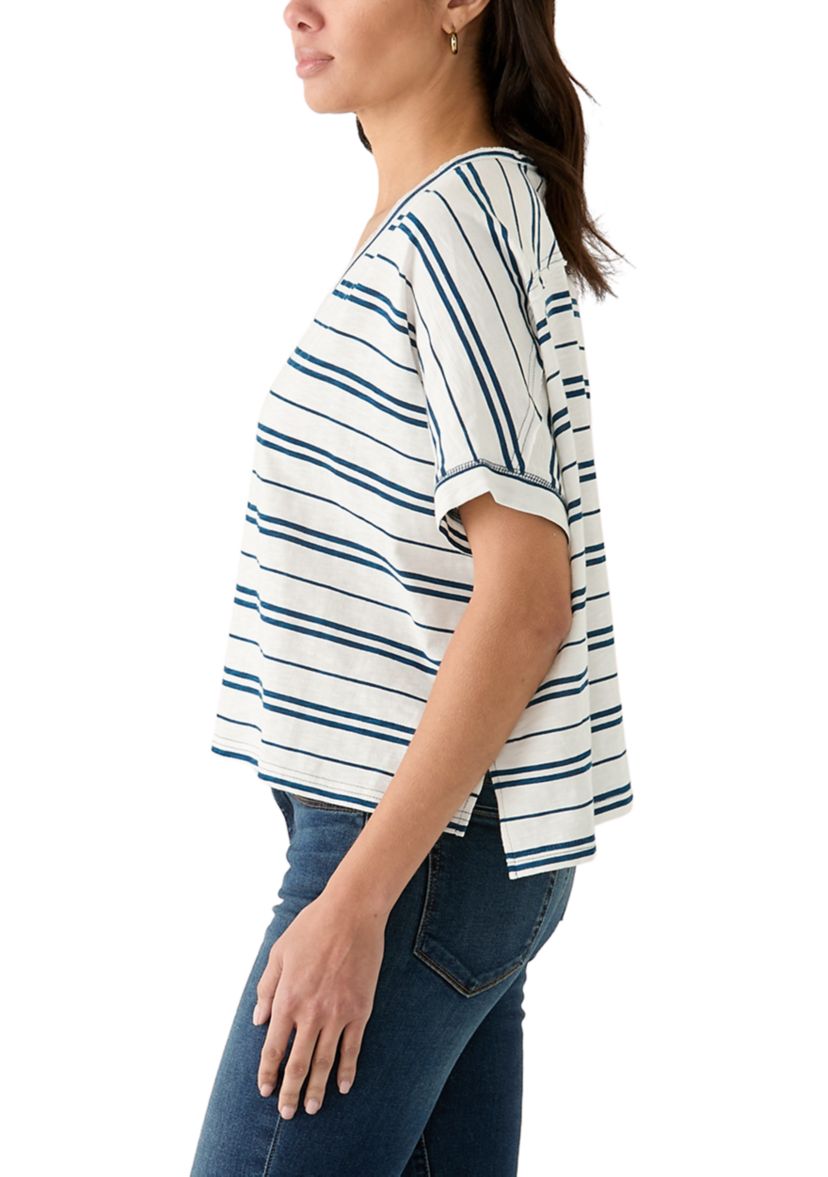 Womens Hi Low Boxy V-Neck T-Shirt