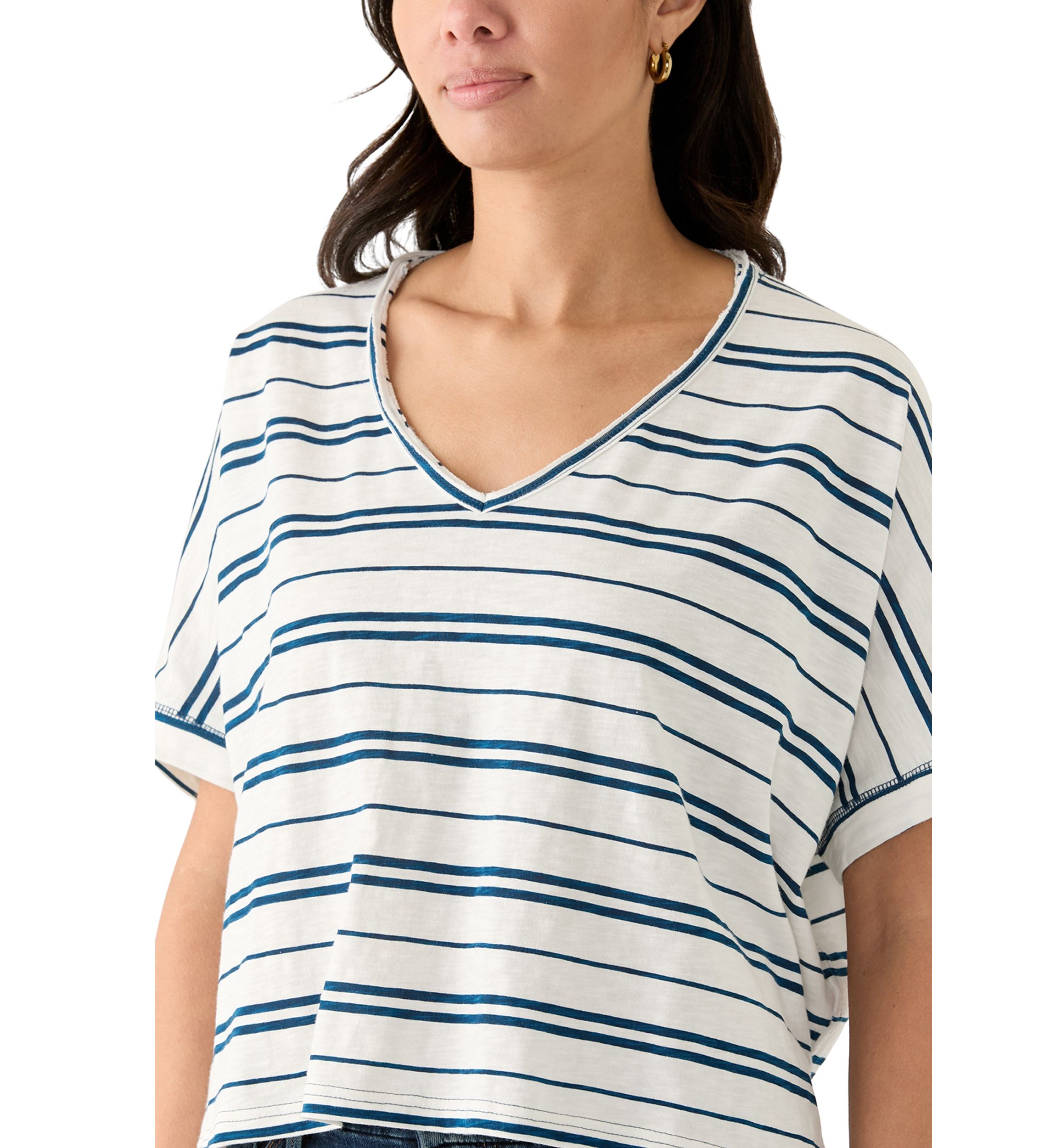 Womens Hi Low Boxy V-Neck T-Shirt