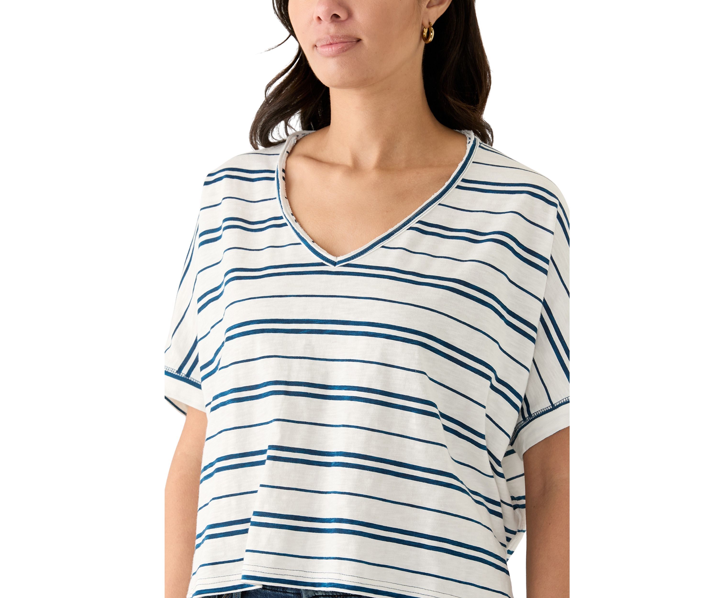 Womens Hi Low Boxy V-Neck T-Shirt