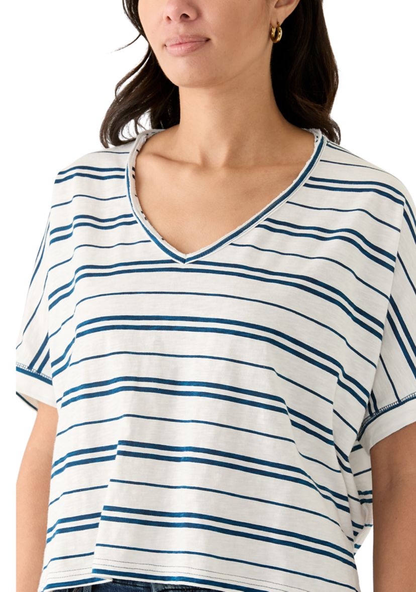 Womens Hi Low Boxy V-Neck T-Shirt