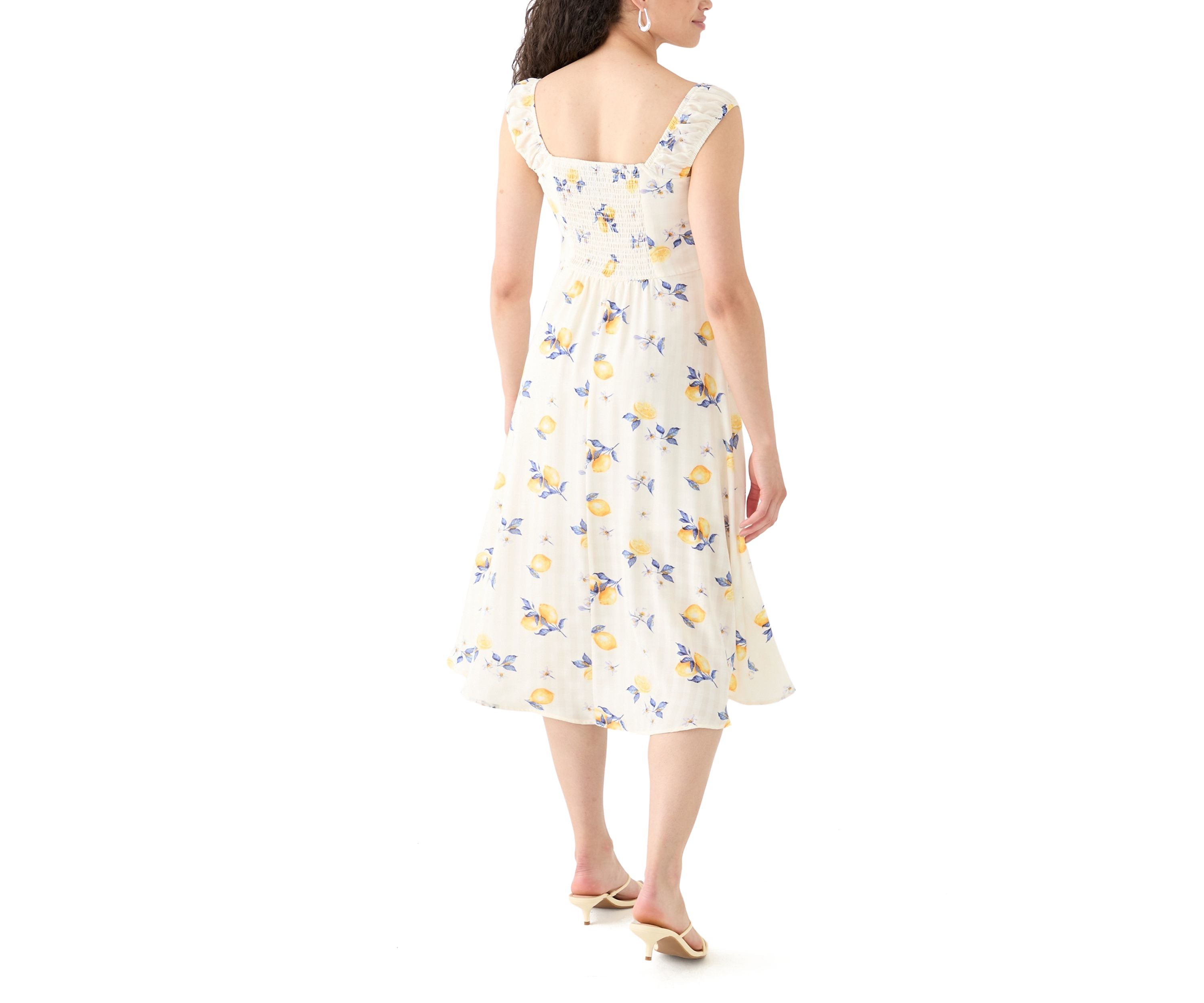 Womens Printed A-Line Midi Dress